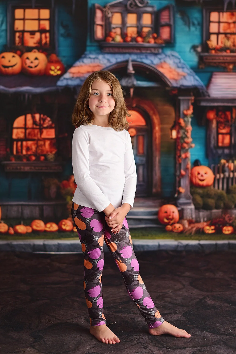 PURPLE PUMPKIN & BATS LEGGINGS