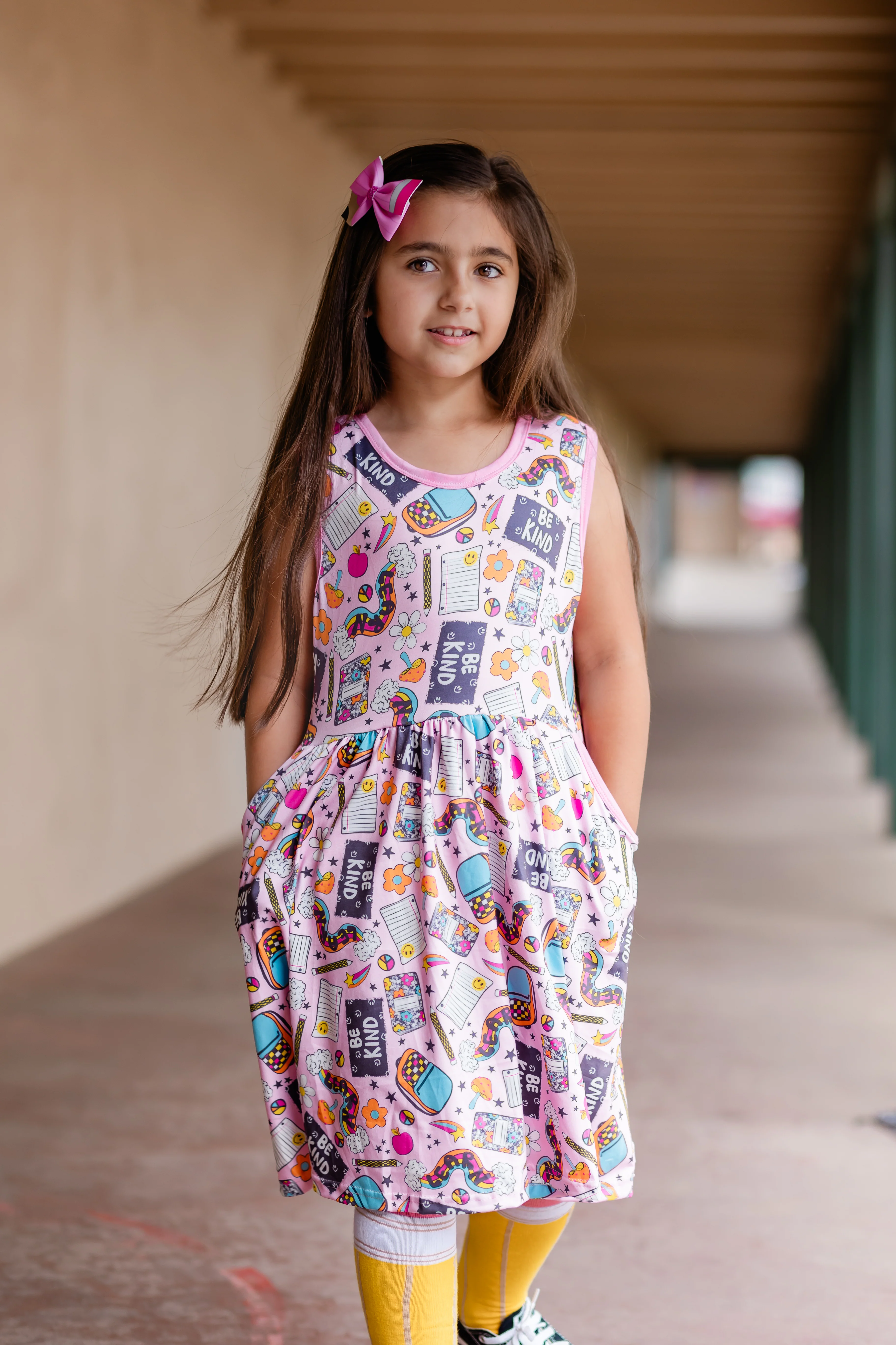 BE KIND BACK TO SCHOOL DRESS WITH POCKETS