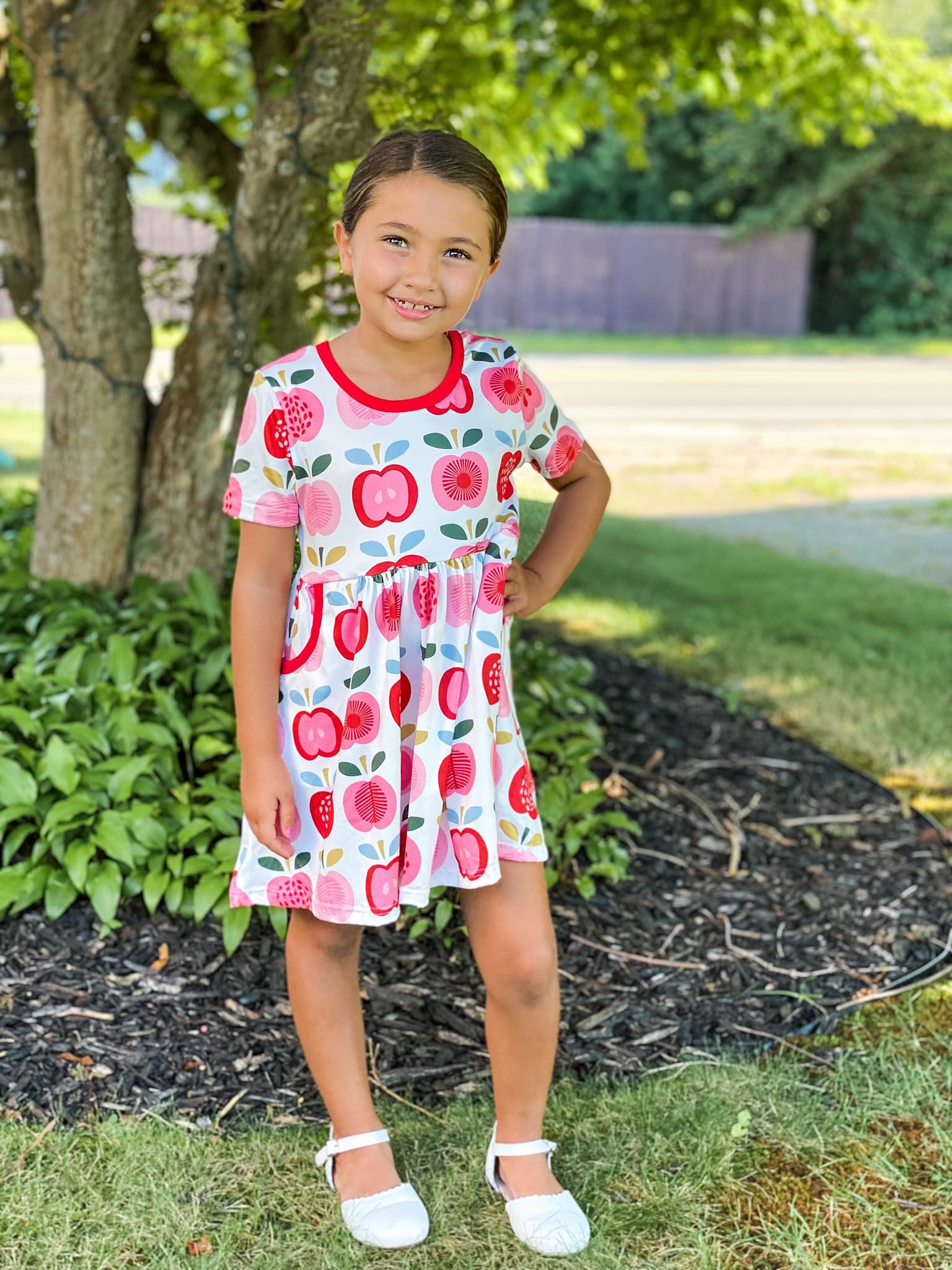 APPLE  BACK TO SCHOOL DRESS WITH POCKETS PRESALE