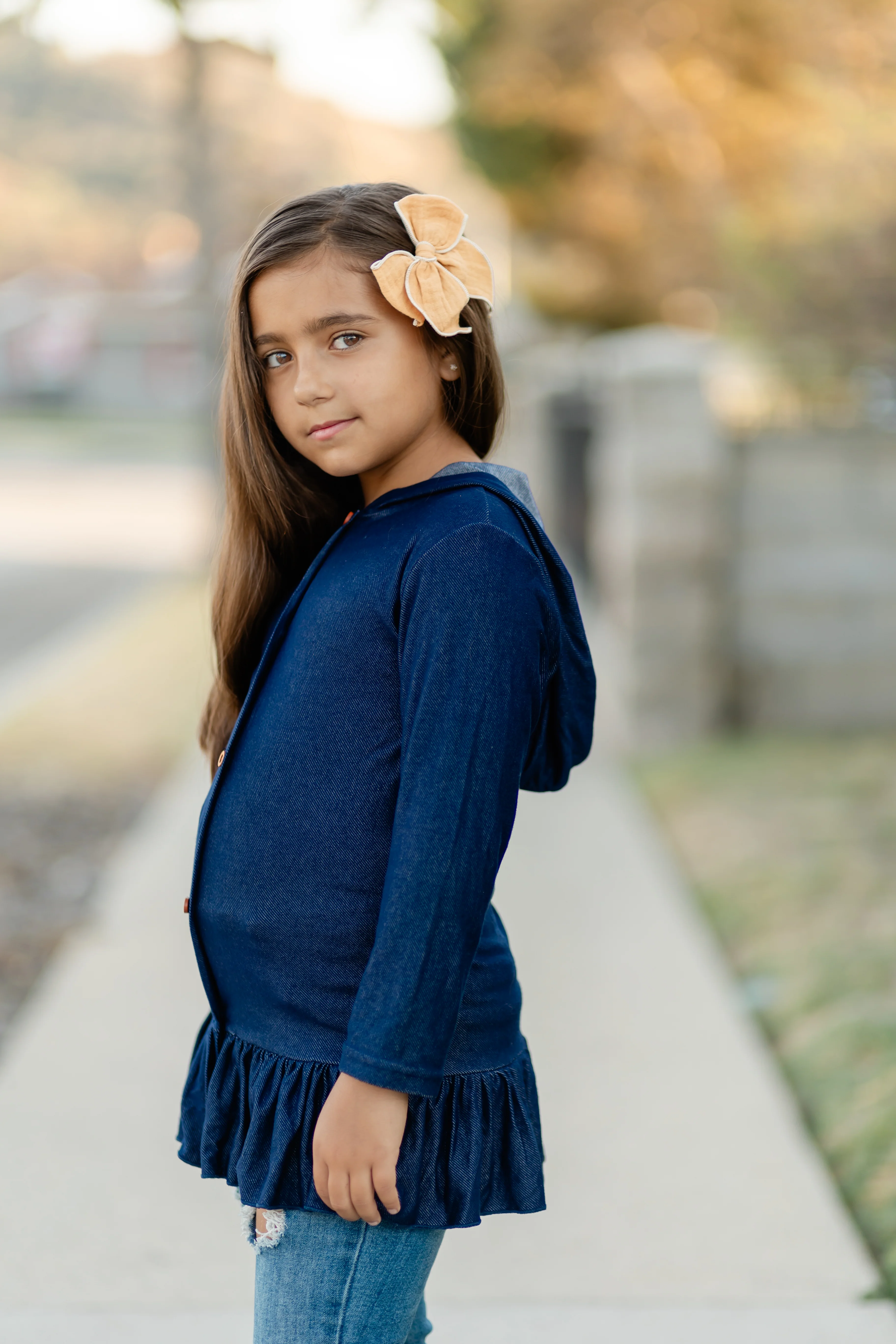 DENIM BUTTONED HOODIE