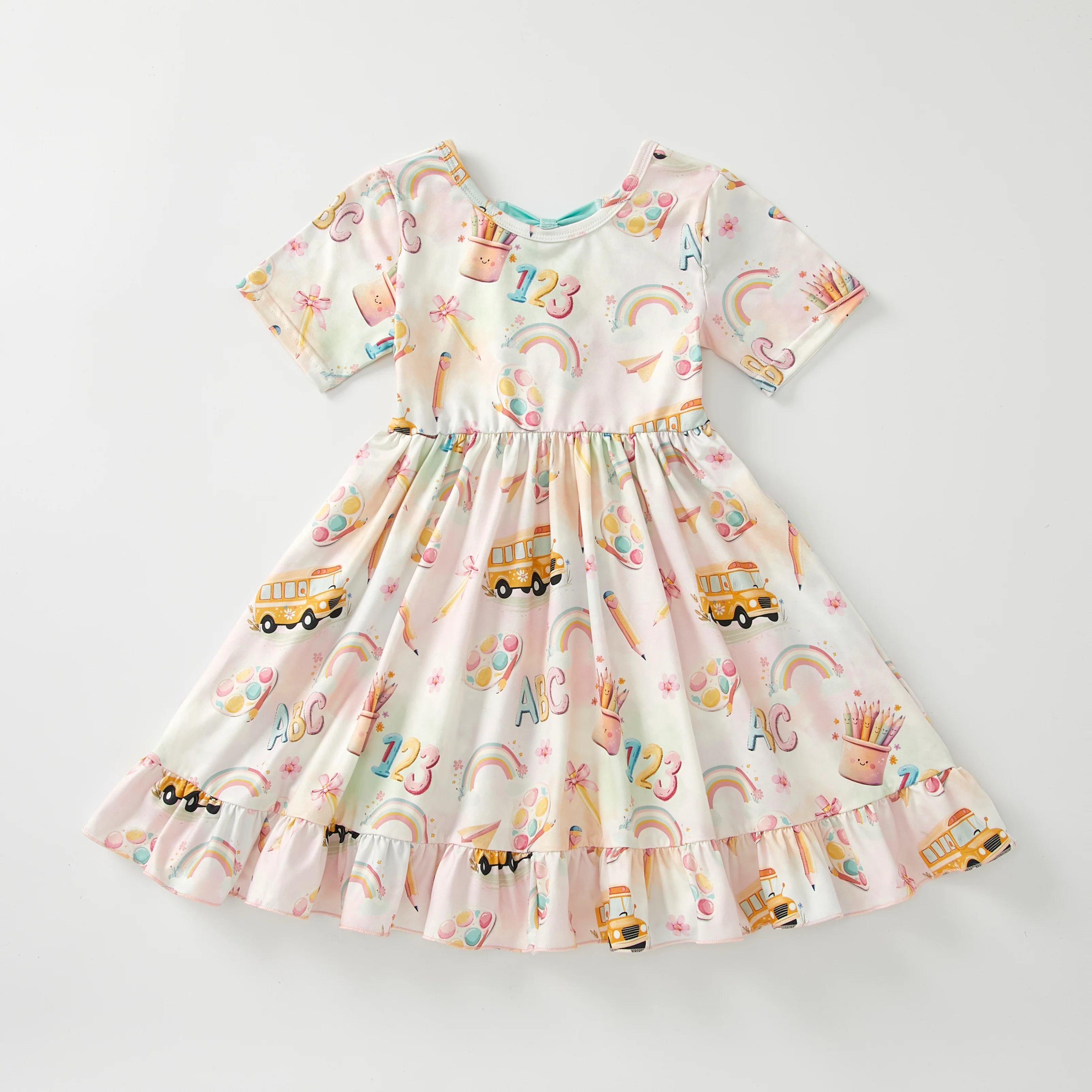 BACK TO SCHOOL BACK BOW RAINBOW DRESS PRE-ORDER
