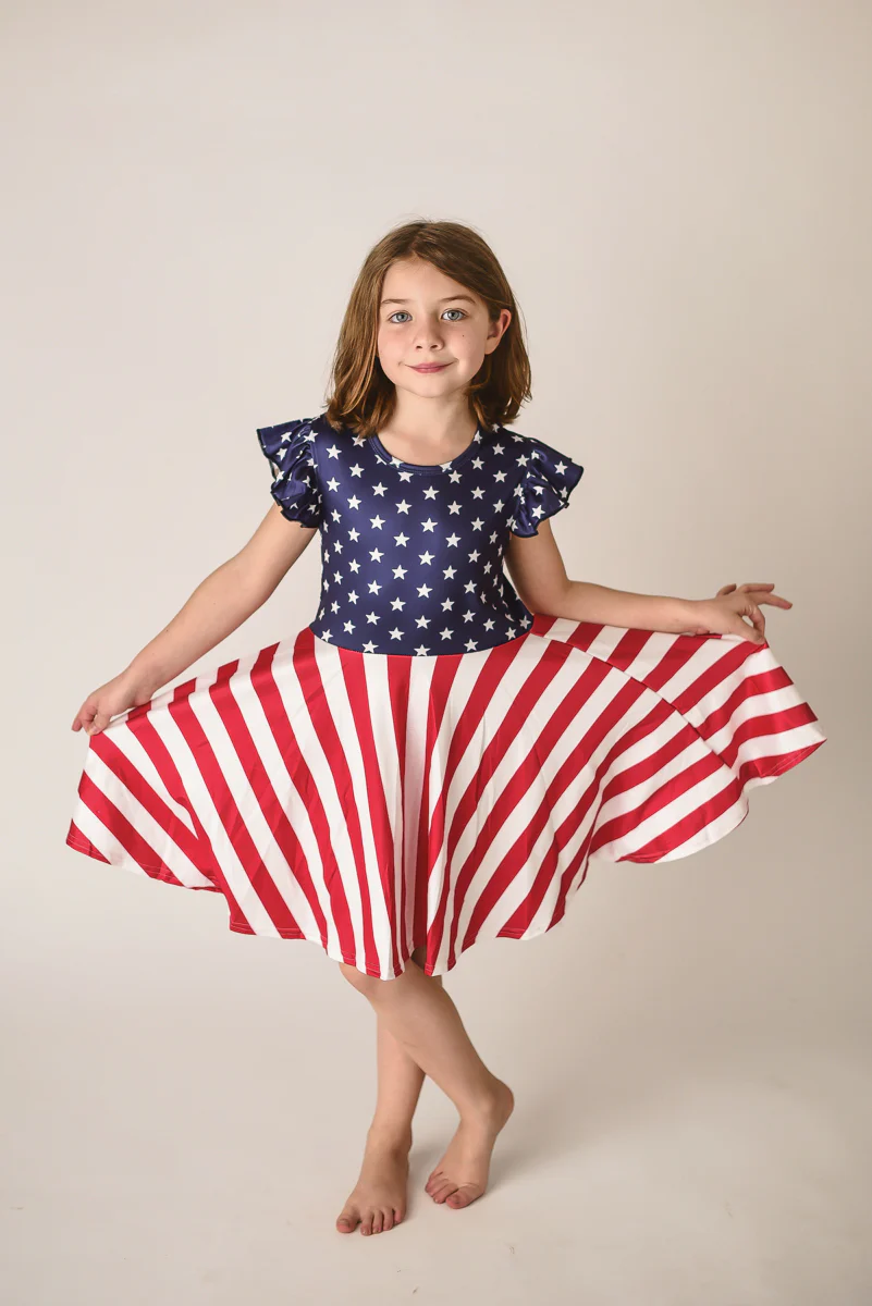 PATRIOTIC STAR & STRIPE TWIRLY DRESS