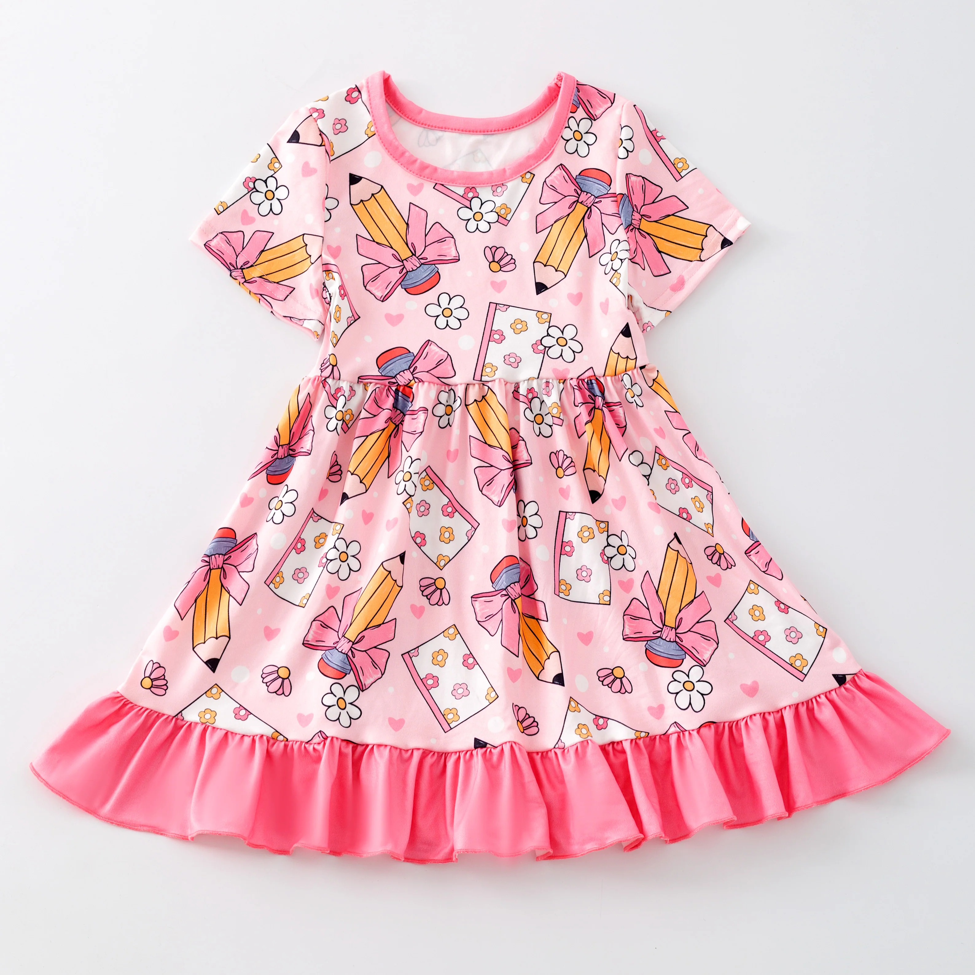 PENCIL BOW RUFFLE DRESS