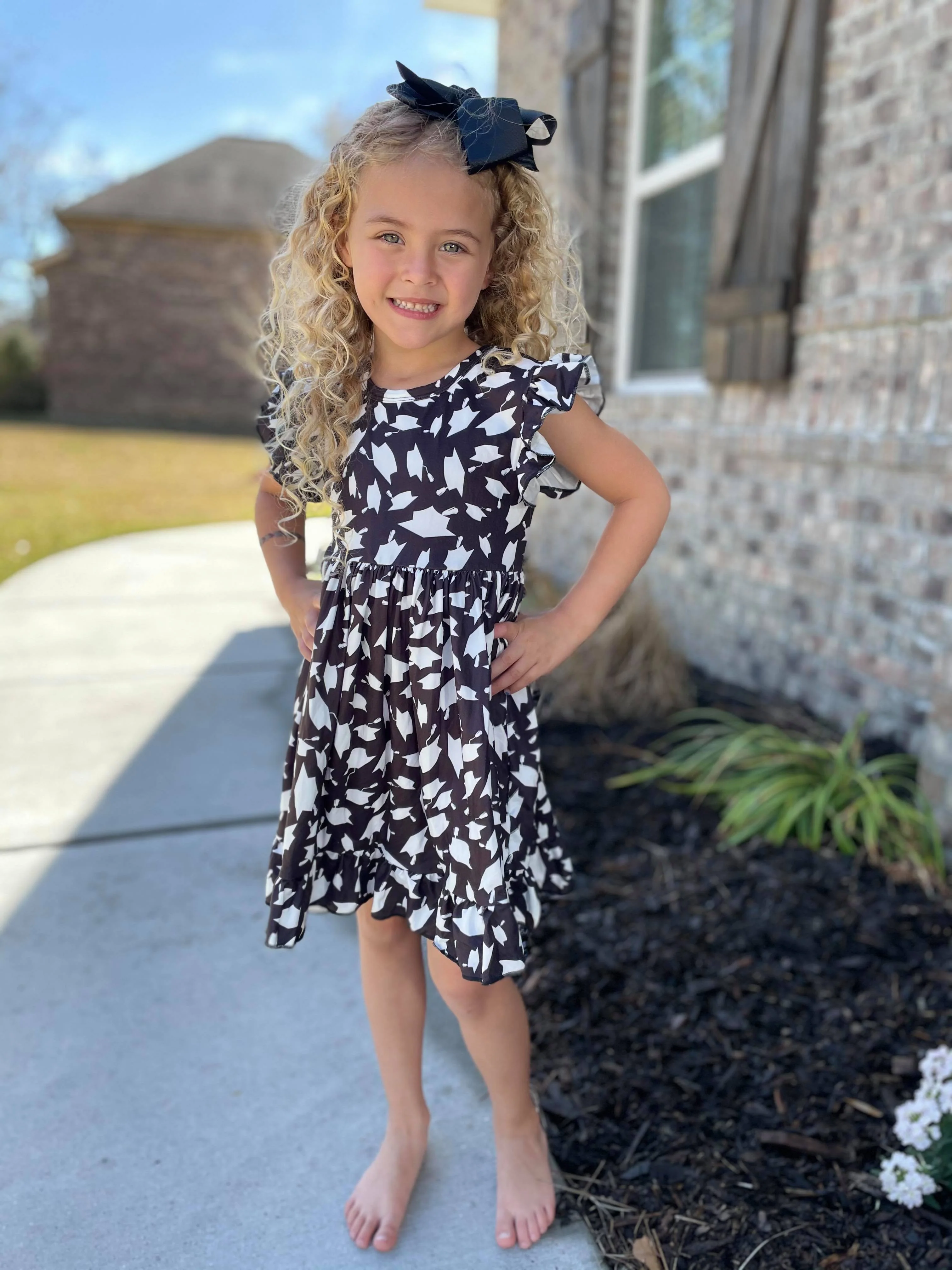 GRADUATION TWIRL DRESS - BLACK READY TO SHIP