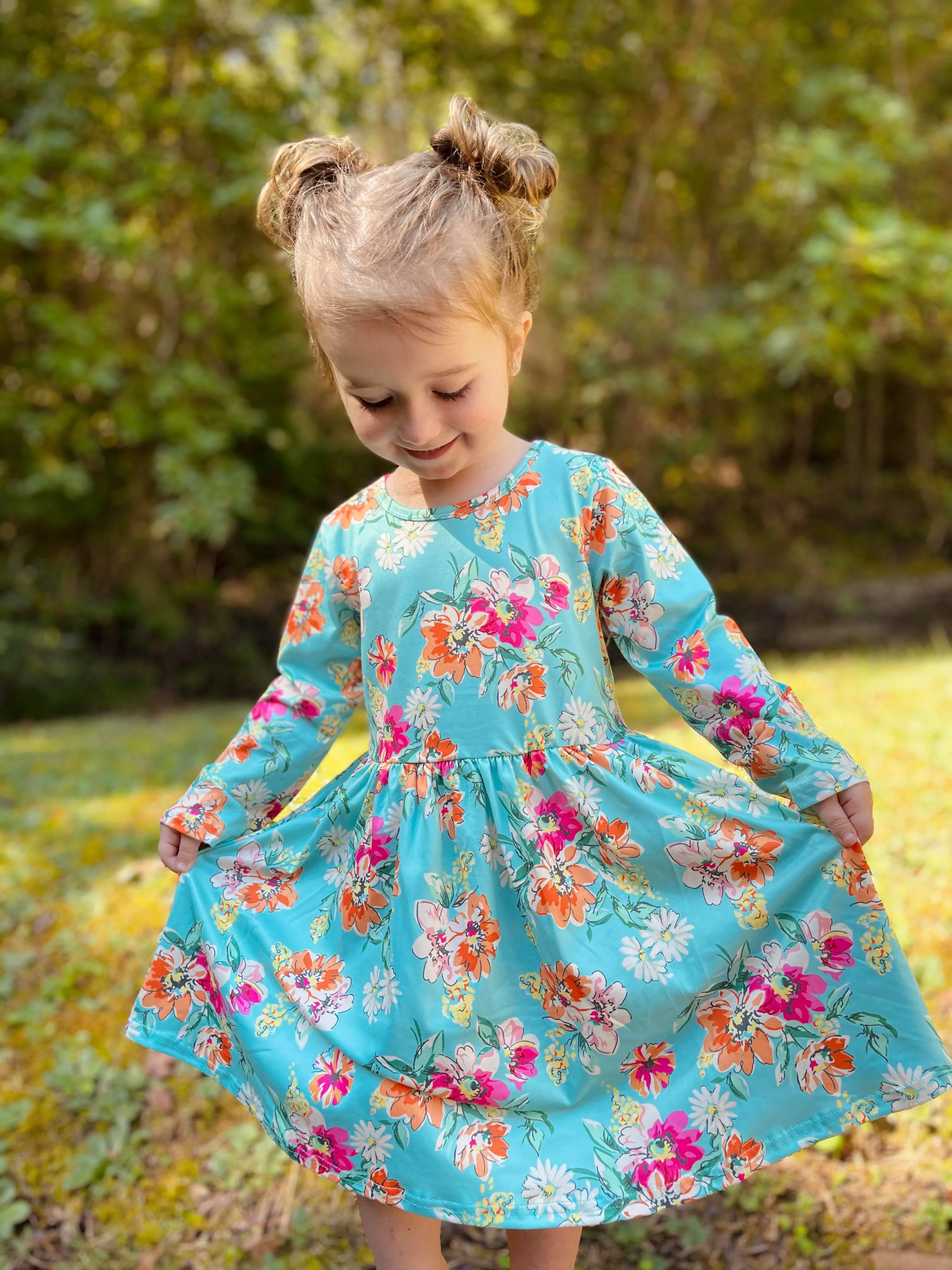 TEAL FLORAL DRESS