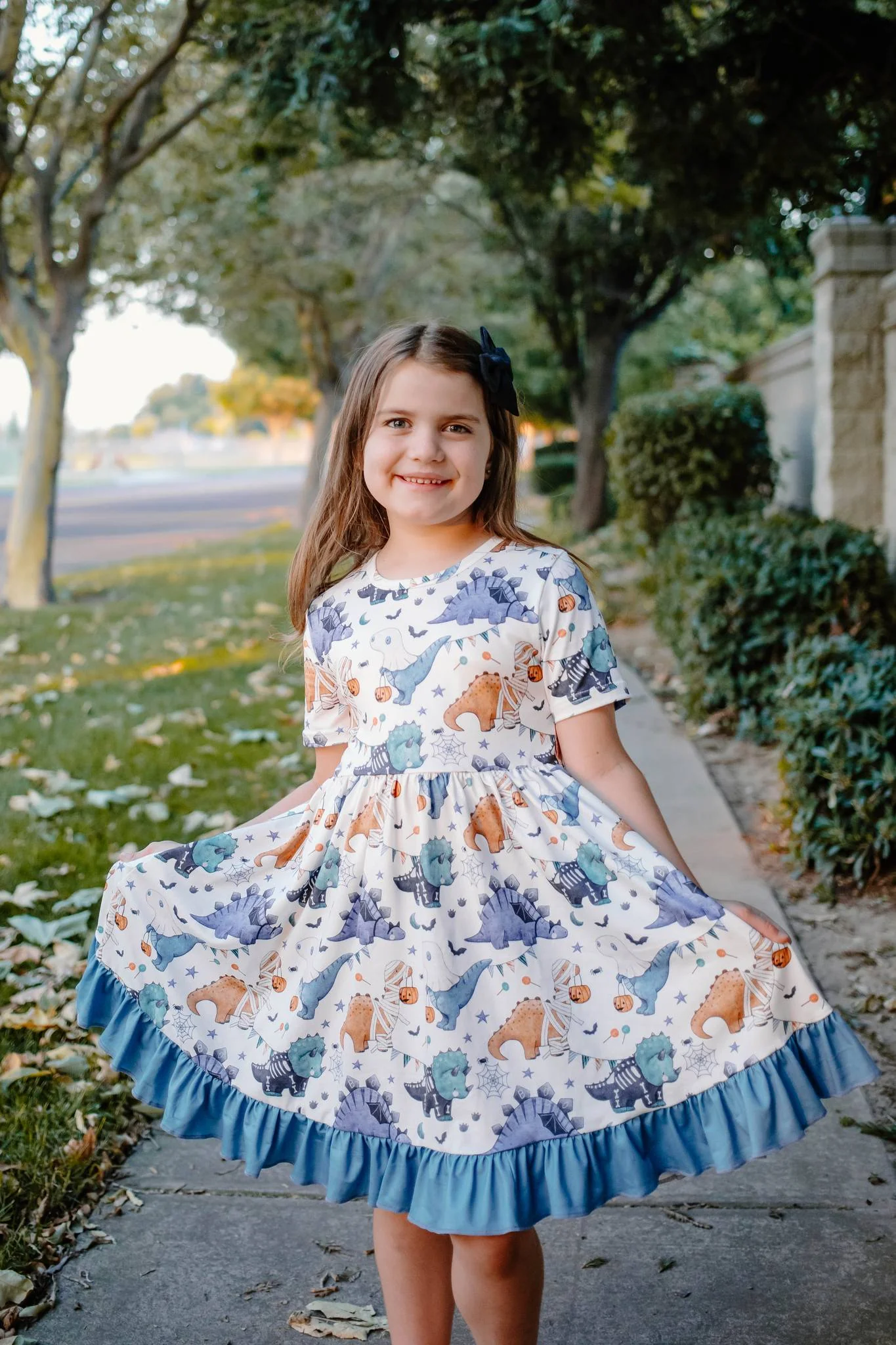 HALLOWEEN DINO RUFFLE DRESS