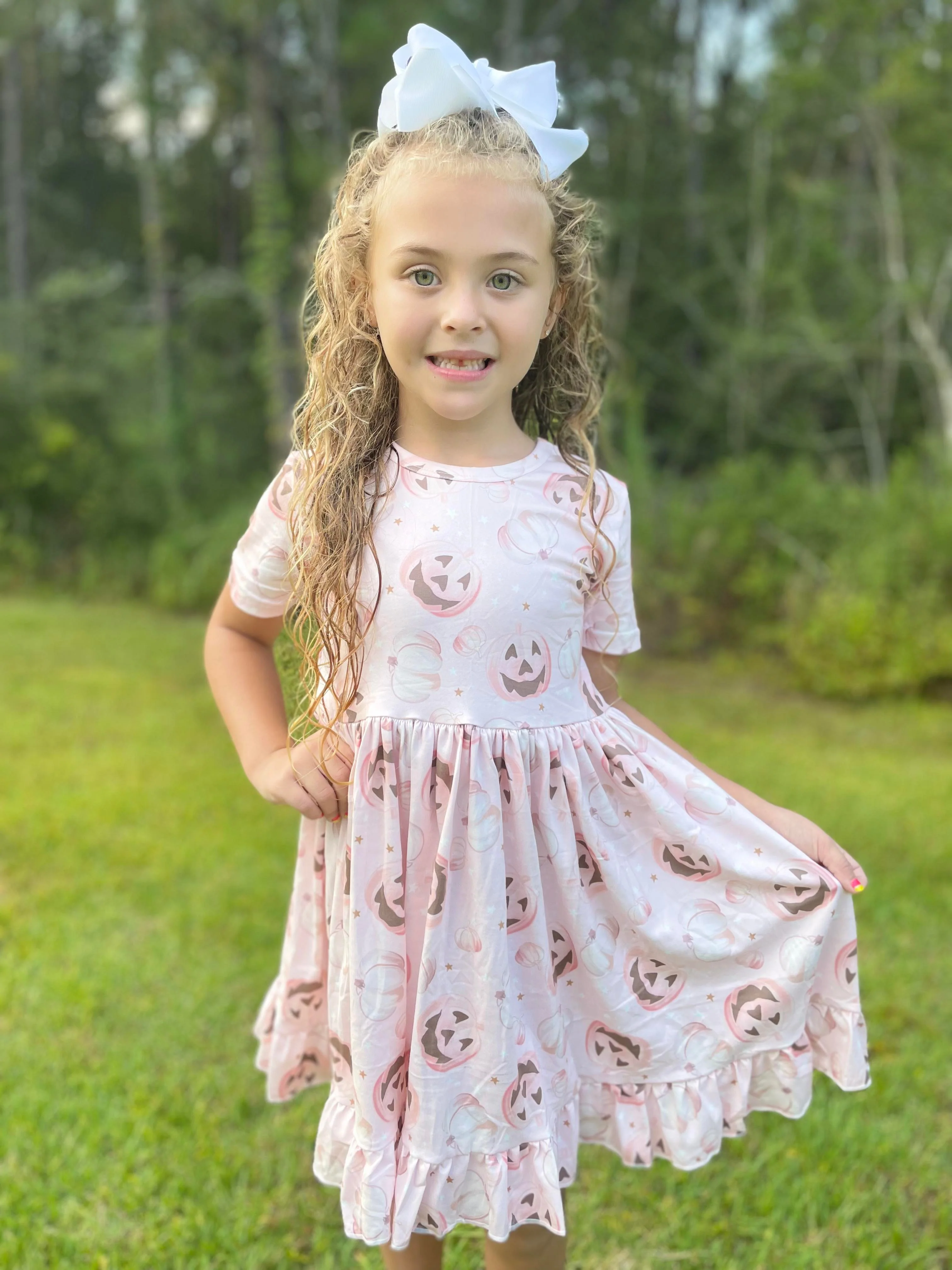 PINK PUMPKIN RUFFLE DRESS