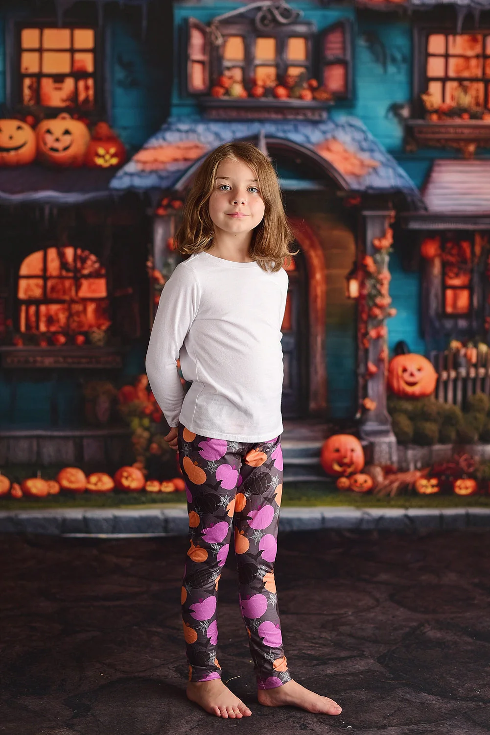 PURPLE PUMPKIN & BATS LEGGINGS