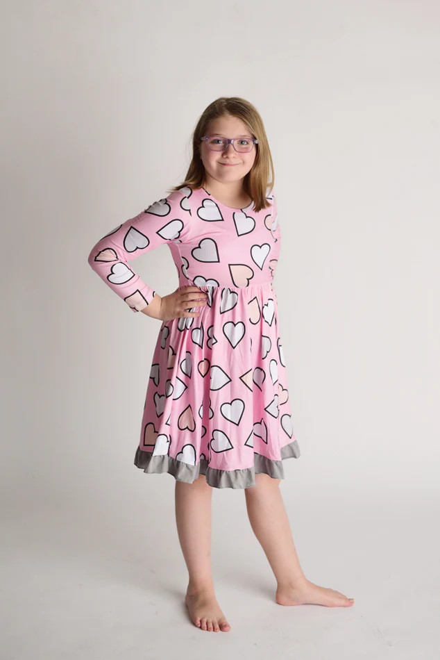 LILLY VALENTINE HEARTS DRESS - PINK