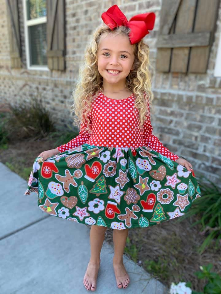 CHRISTMAS COOKIES LONG SLEEVES DRESS