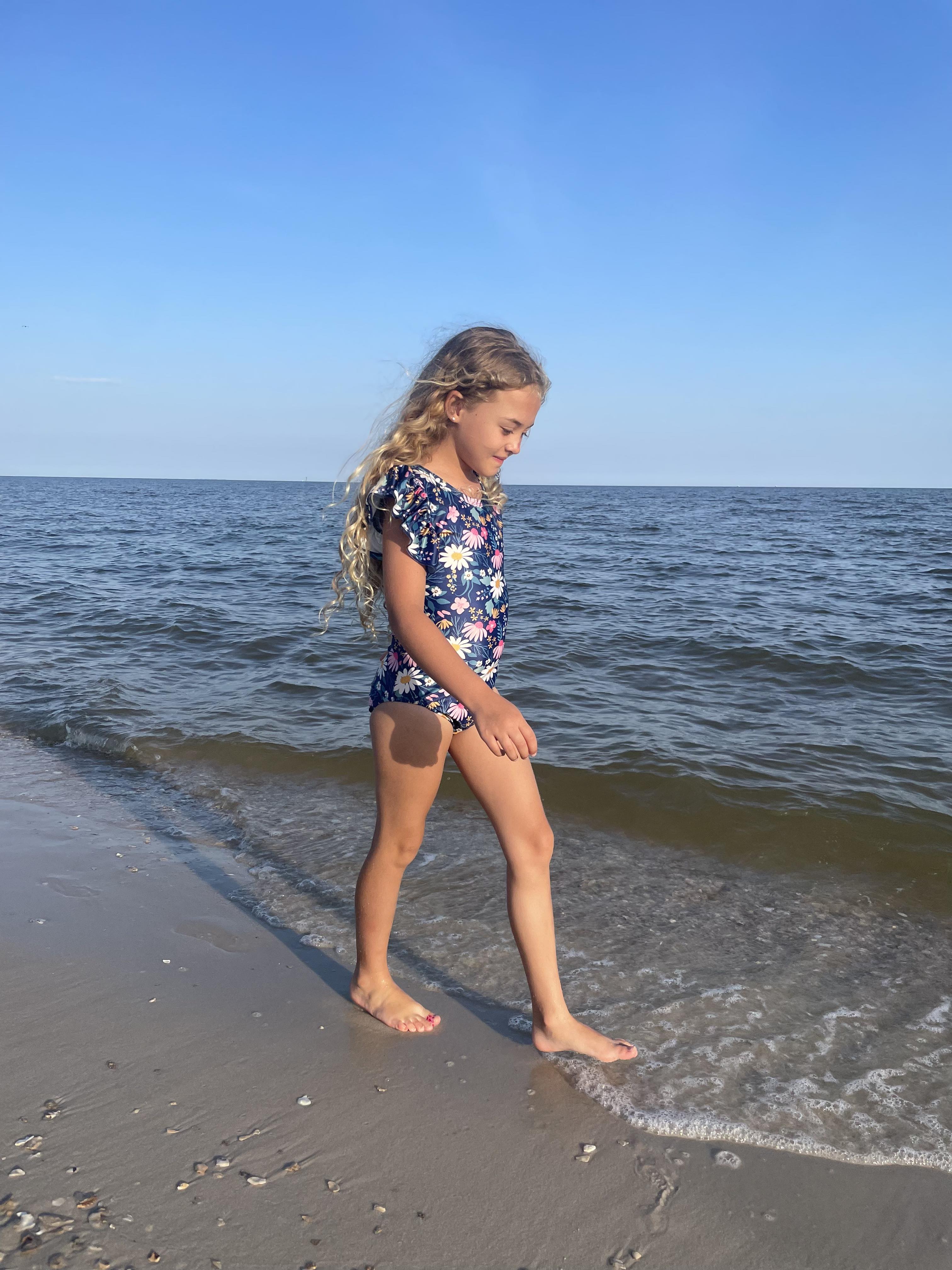 NAVY FLORAL ONE PIECE  SWIMSUIT