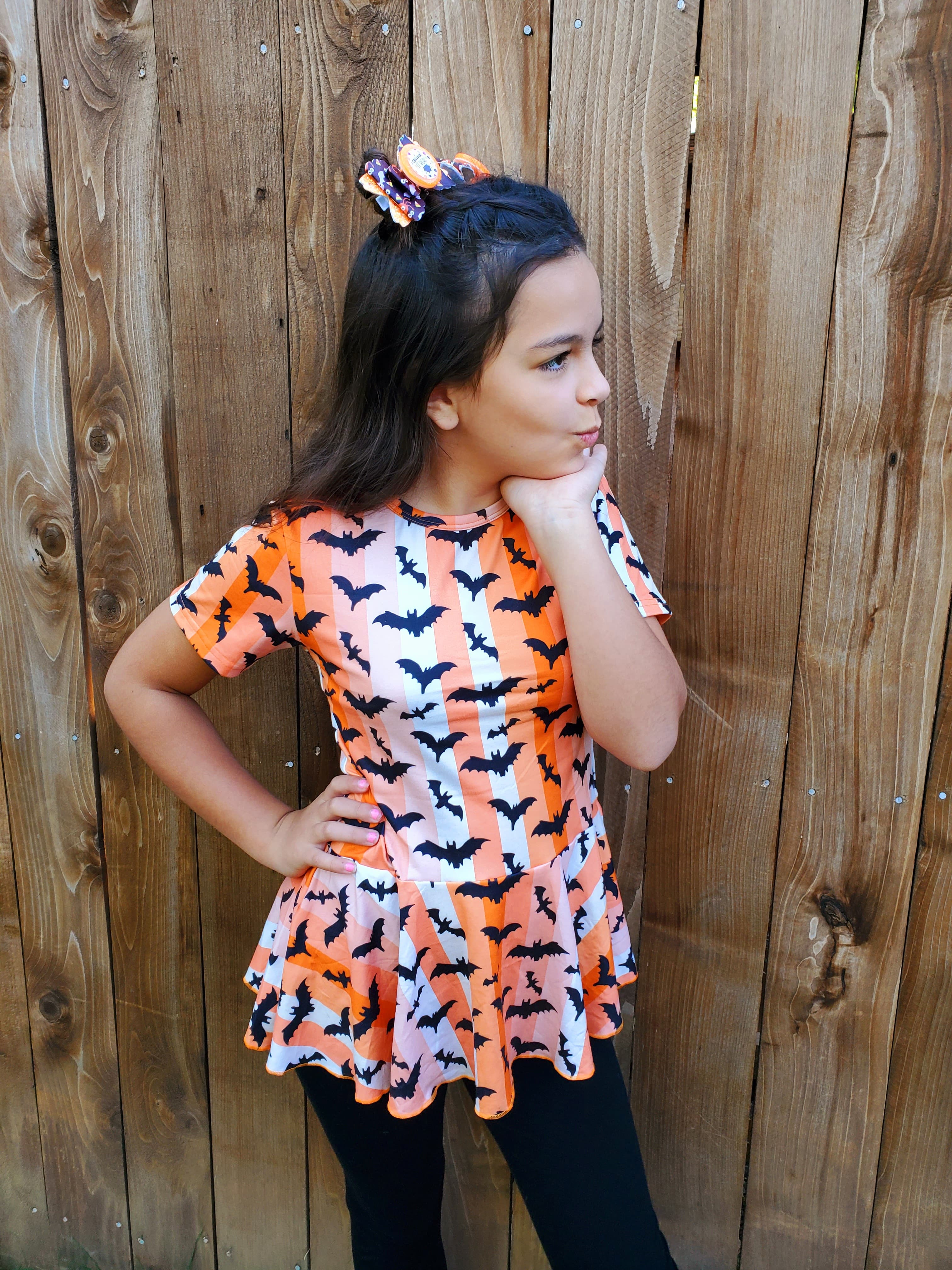 HALLOWEEN BATS PEPLUM TOP