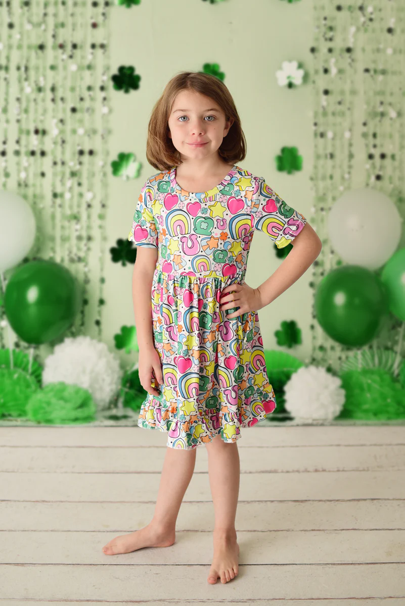 LUCKY CHARMS BACK BOW TWIRL DRESS