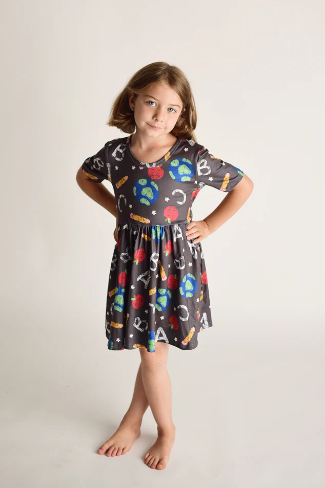 BACK TO SCHOOL CHALKBOARD DRESS WITH POCKETS