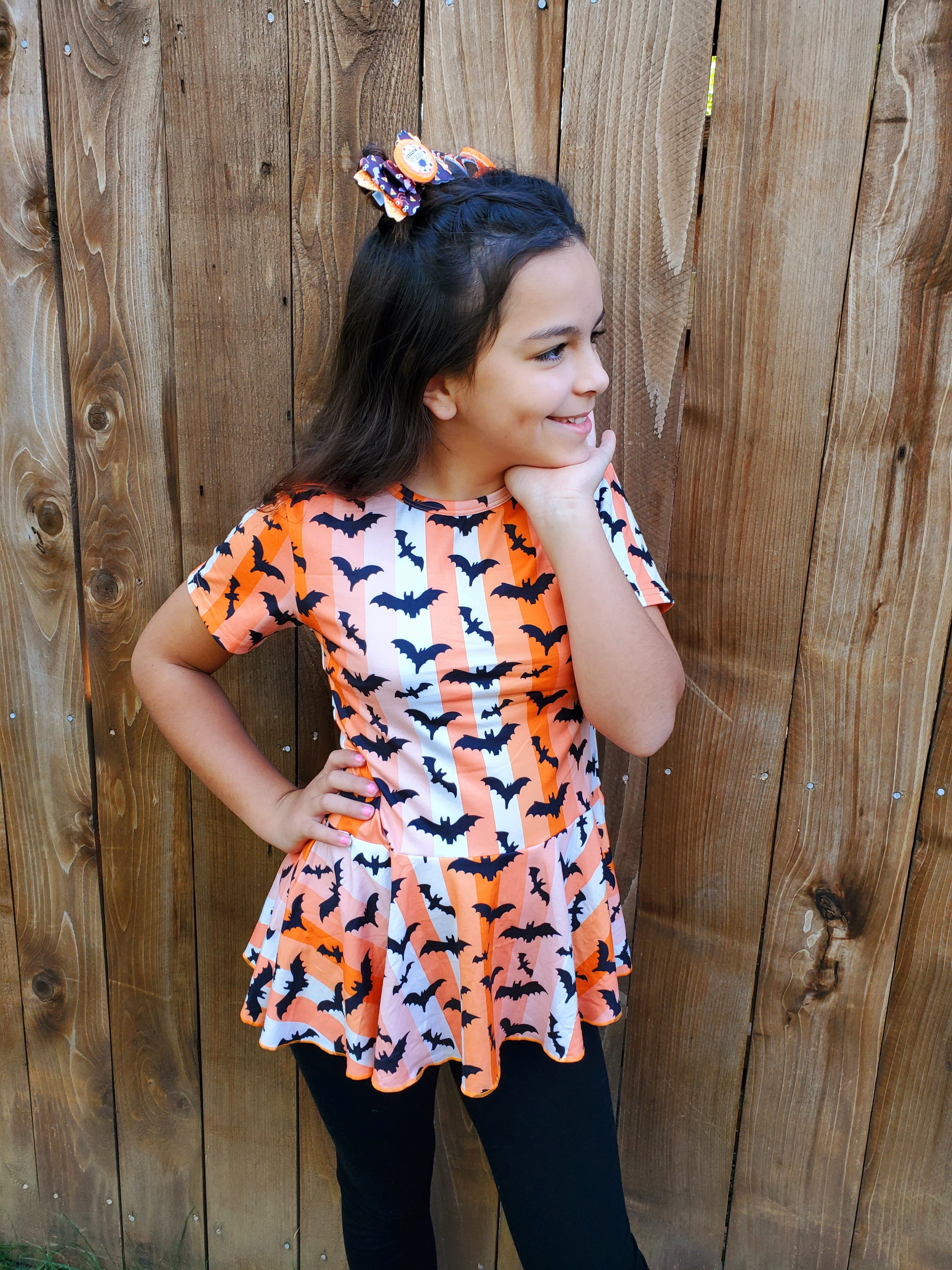 HALLOWEEN BATS PEPLUM TOP