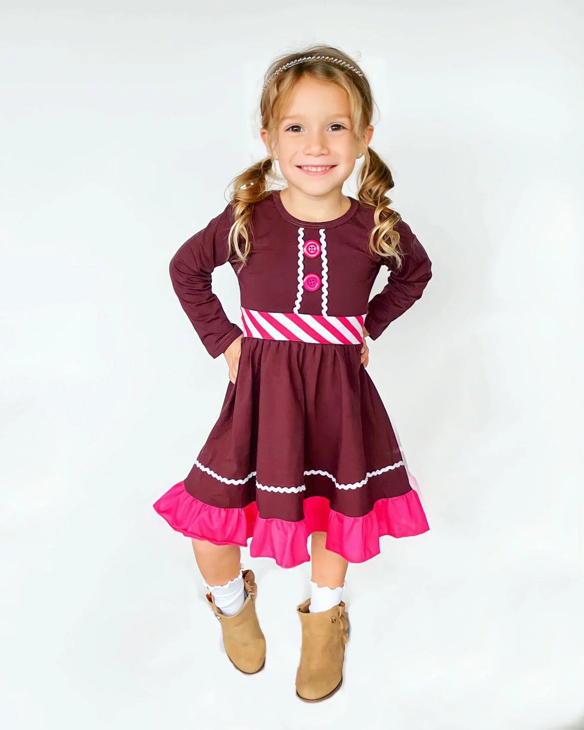 GINGERBREAD COOKIE GIRL TWIRLY DRESS