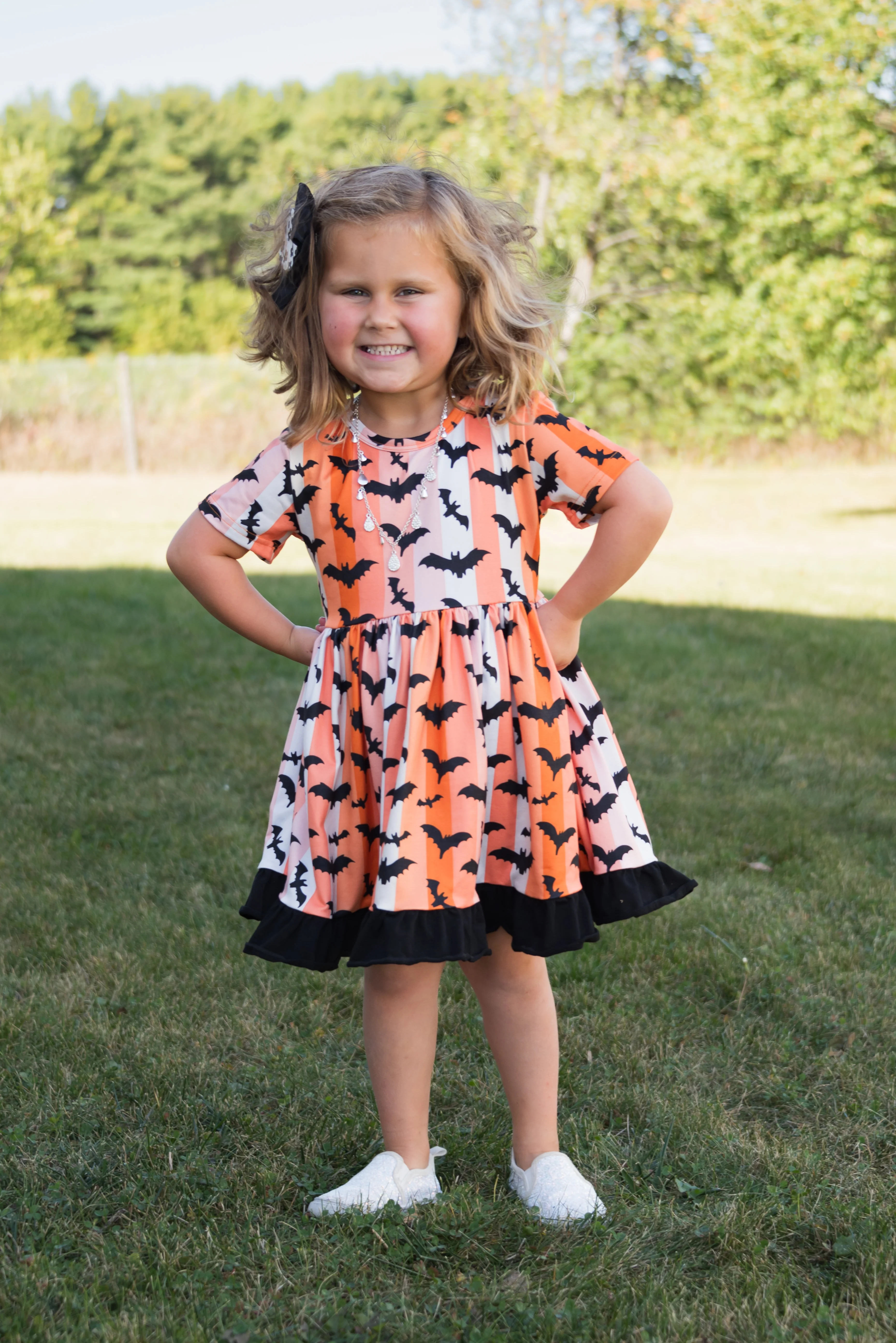 BATS STRIPE HALLOWEEN DRESS