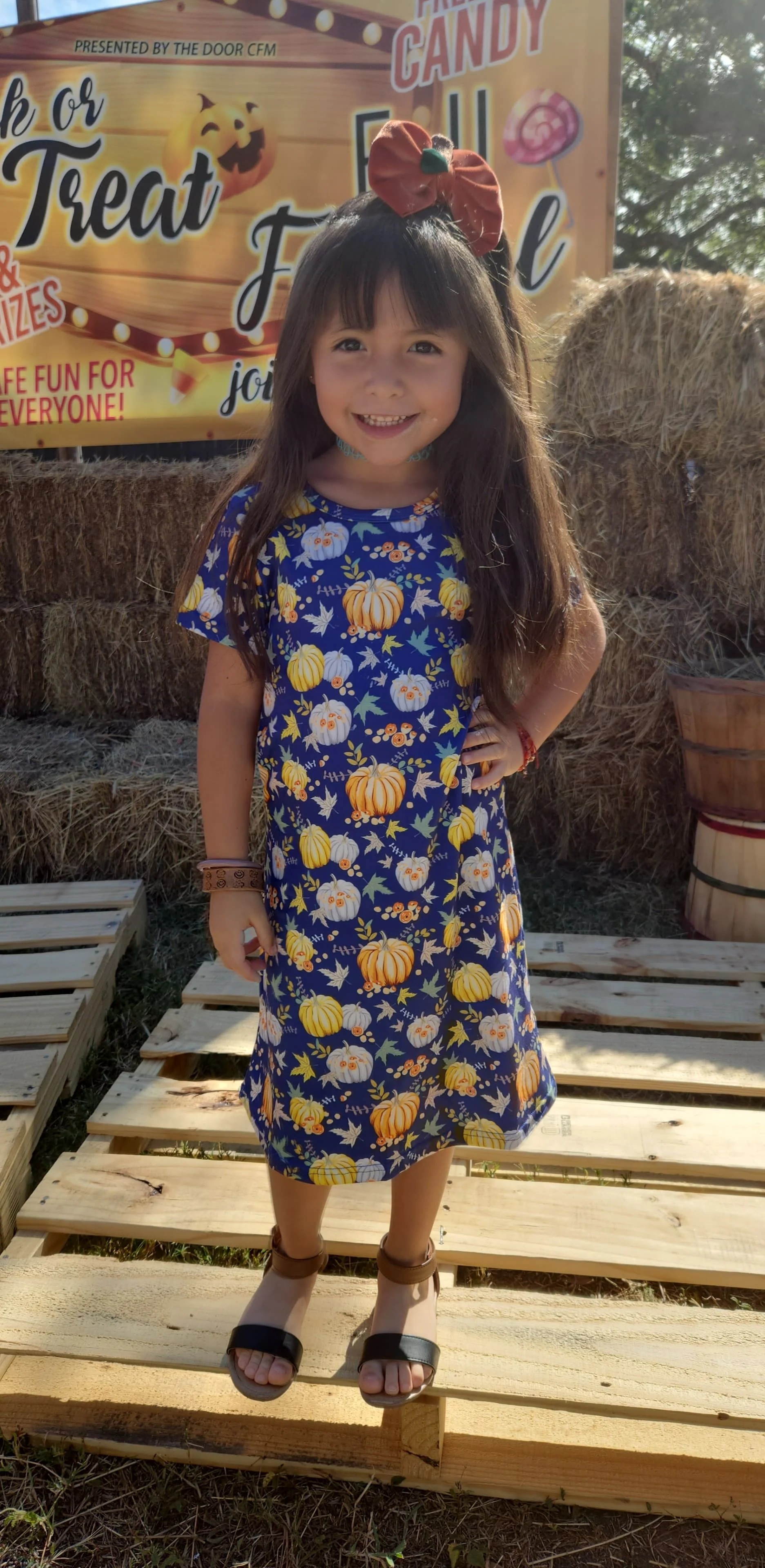 NAVY PUMPKIN TSHIRT DRESS