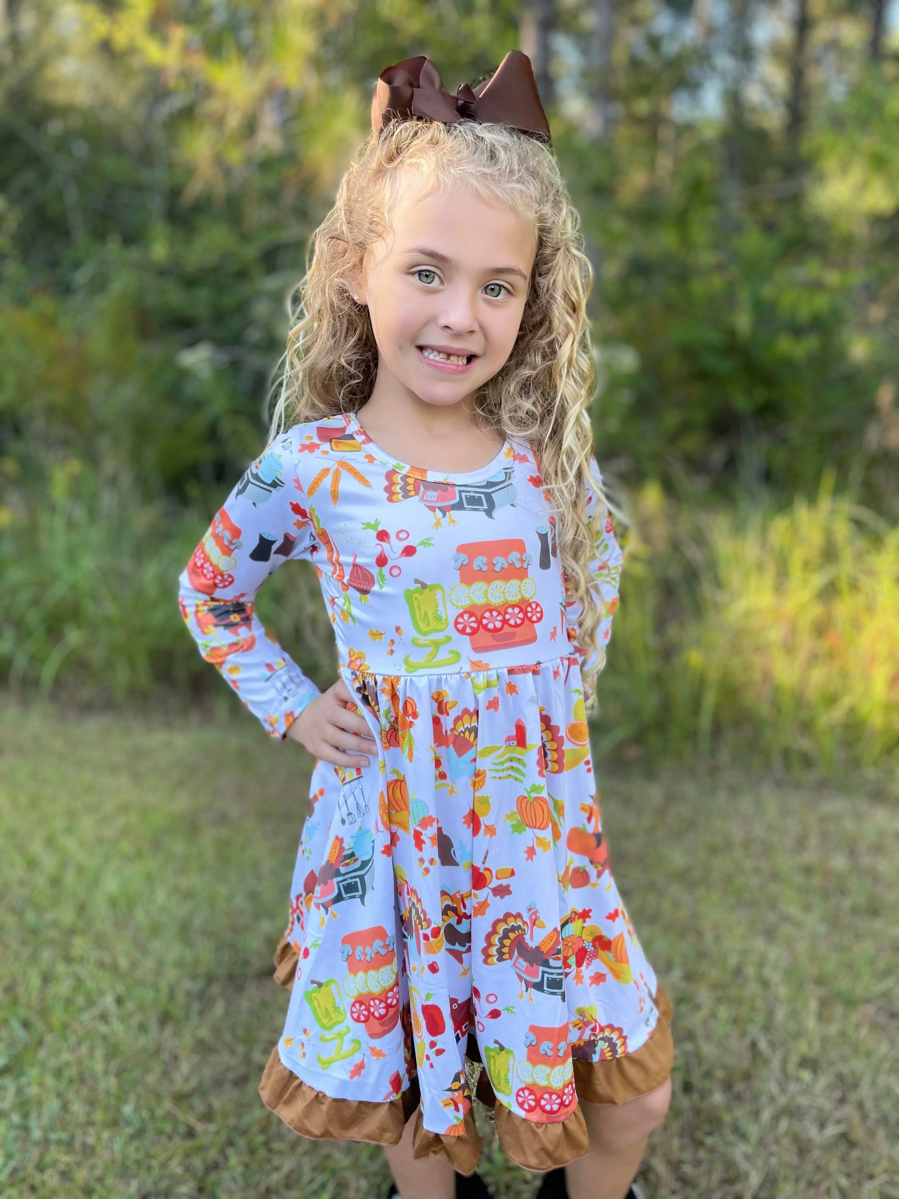 THANKSGIVING FEAST LONG SLEEVES DRESS