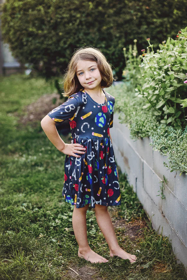 BACK TO SCHOOL CHALKBOARD DRESS WITH POCKETS