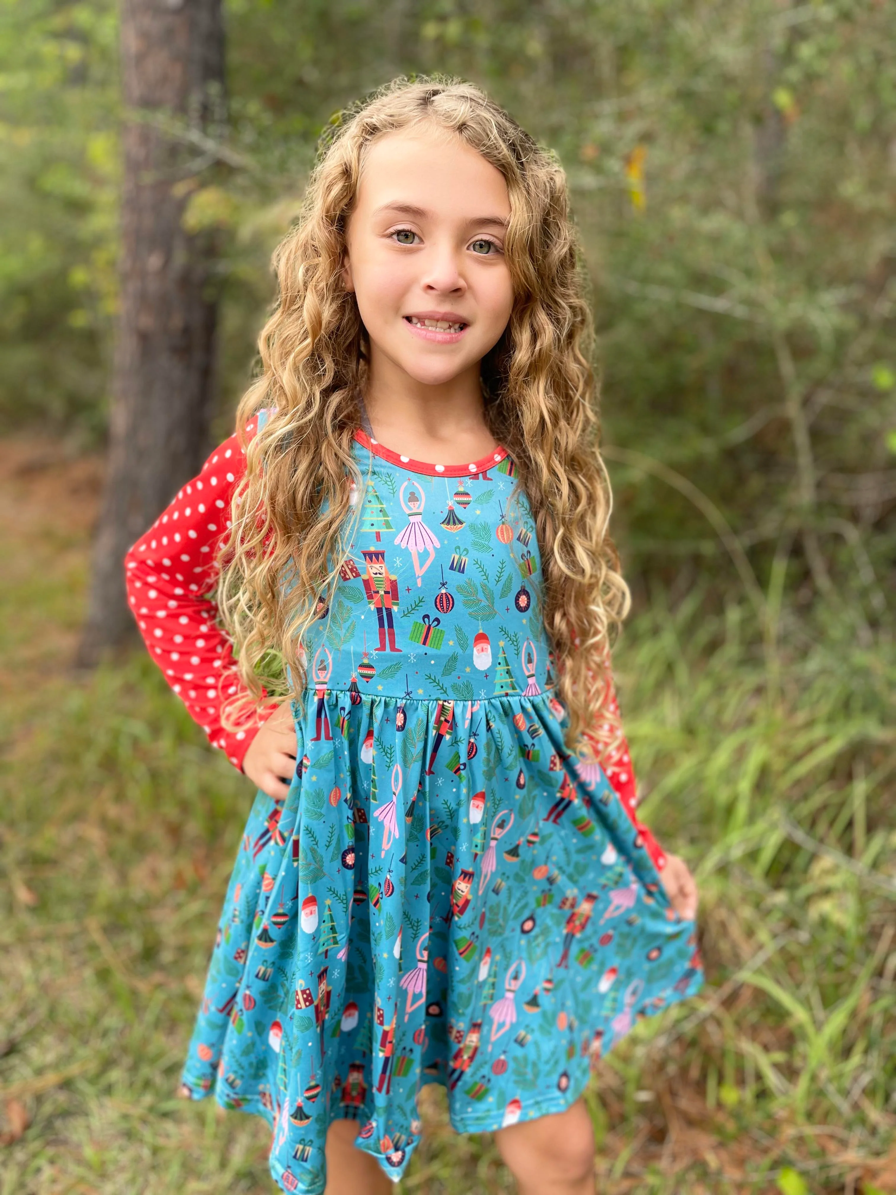 BALLERINA RED POLKA SLEEVES DRESS