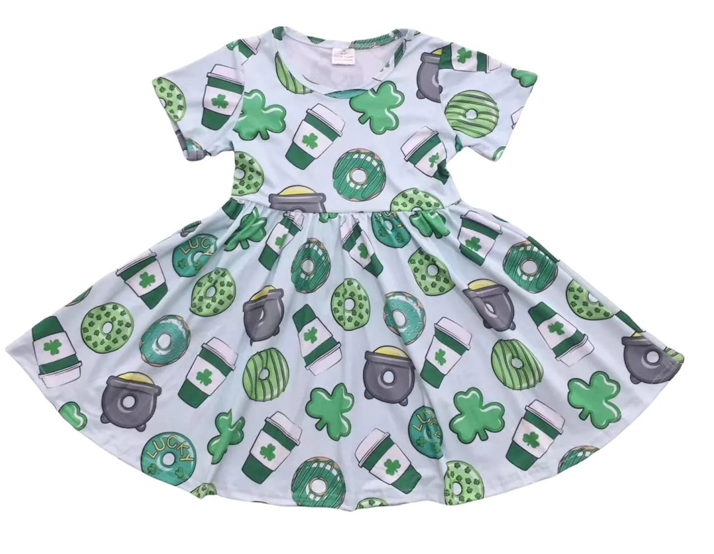 ST PATTYS DONUT COFFEE TWIRL DRESS