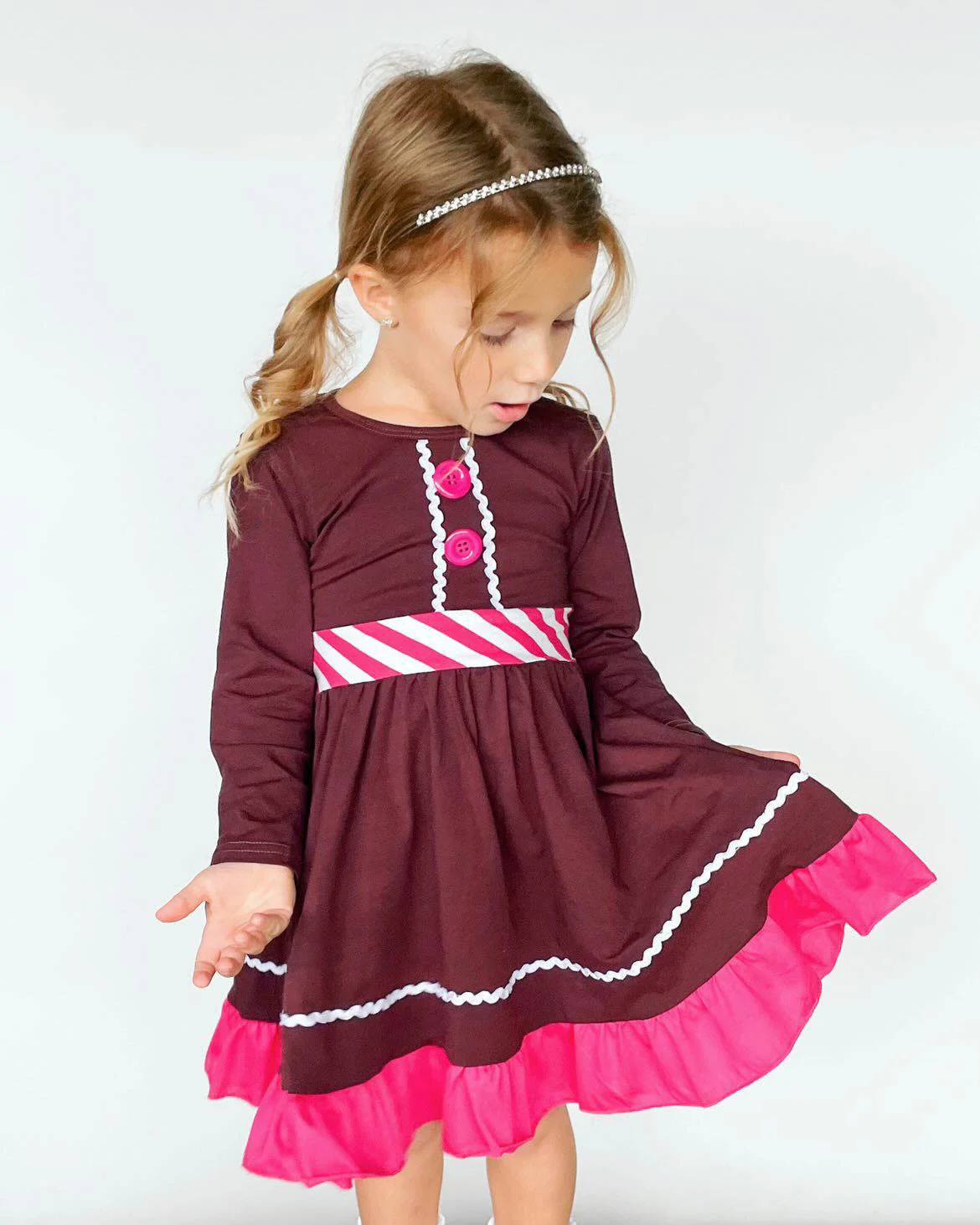 GINGERBREAD COOKIE GIRL TWIRLY DRESS