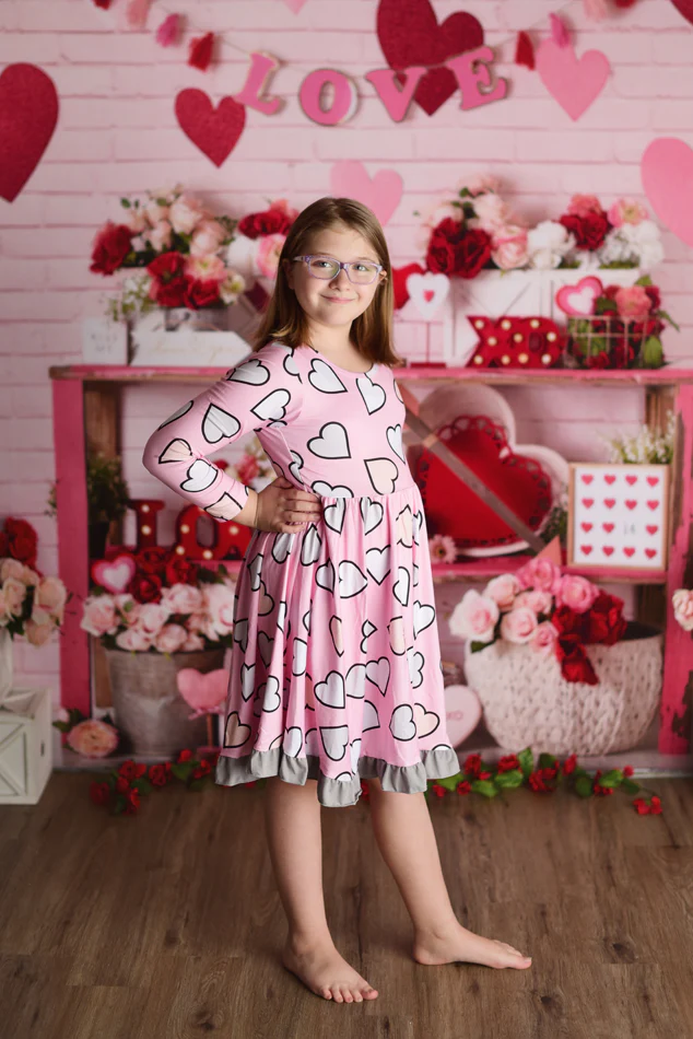 LILLY VALENTINE HEARTS DRESS - PINK