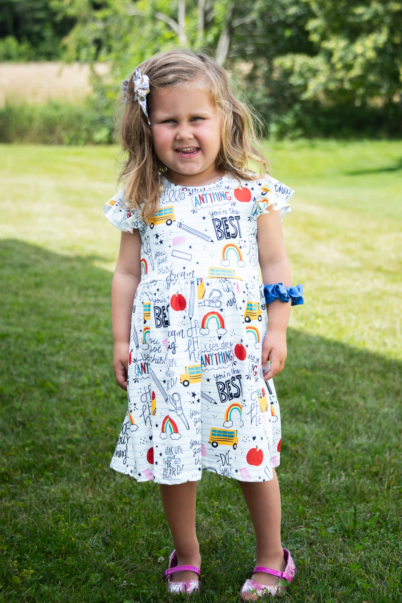 BACK TO SCHOOL RAINBOW FLUTTER DRESS