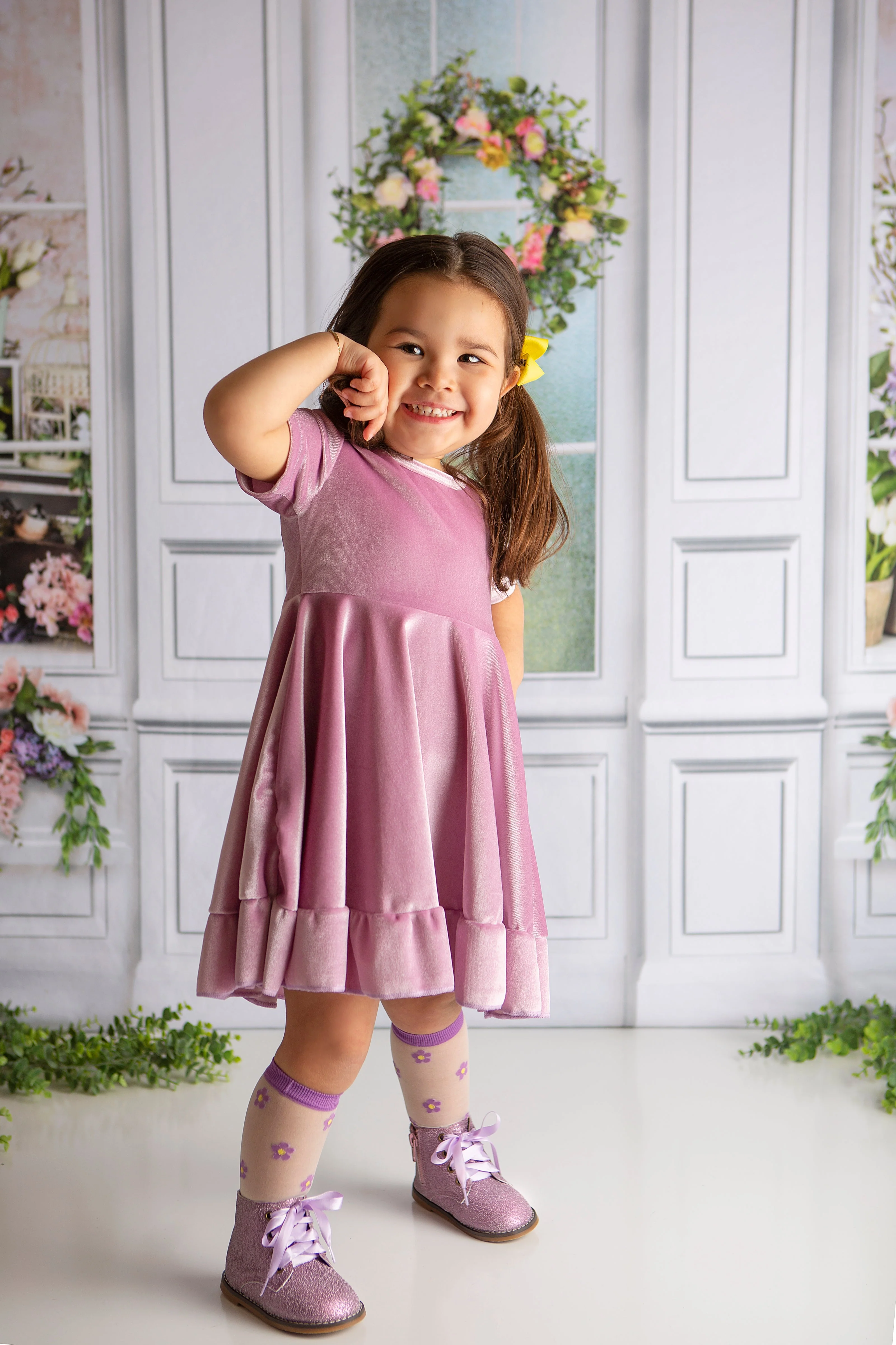ELIZE LAVENDER WILDFLOWER TWIRL DRESS