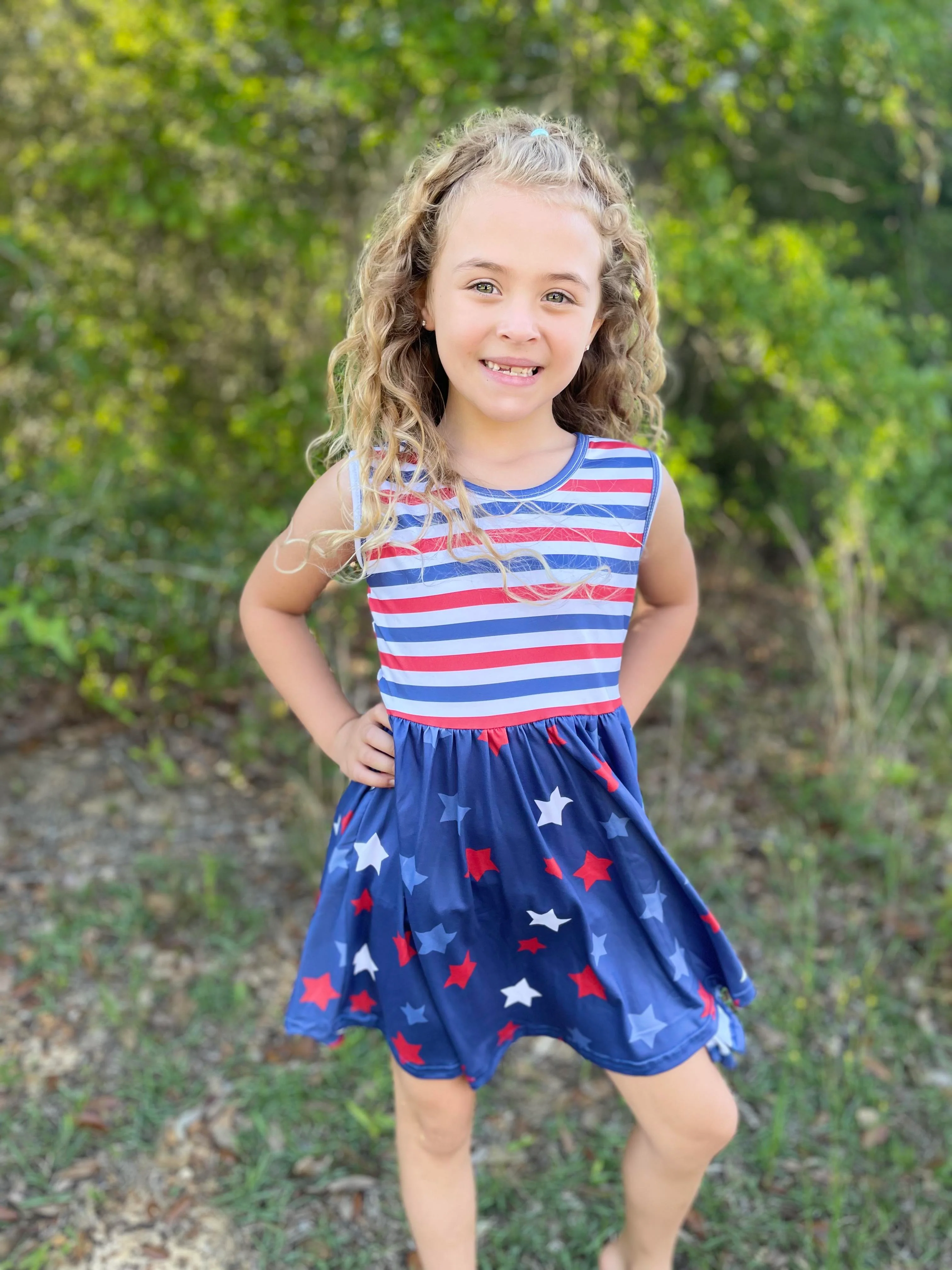 PATRIOTIC STAR & STRIPE TANK DRESS