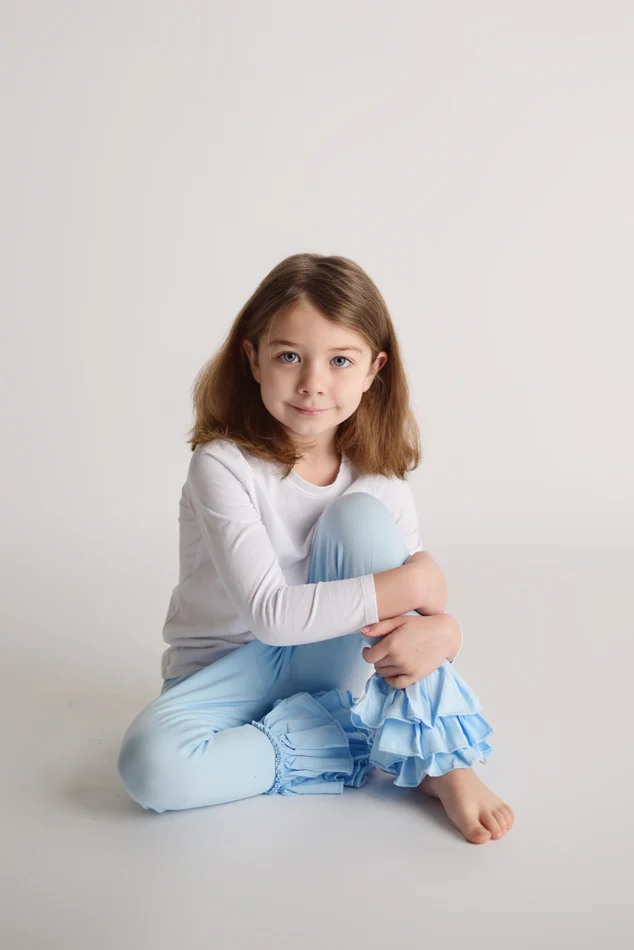 LIGHT BLUE RUFFLE PANTS