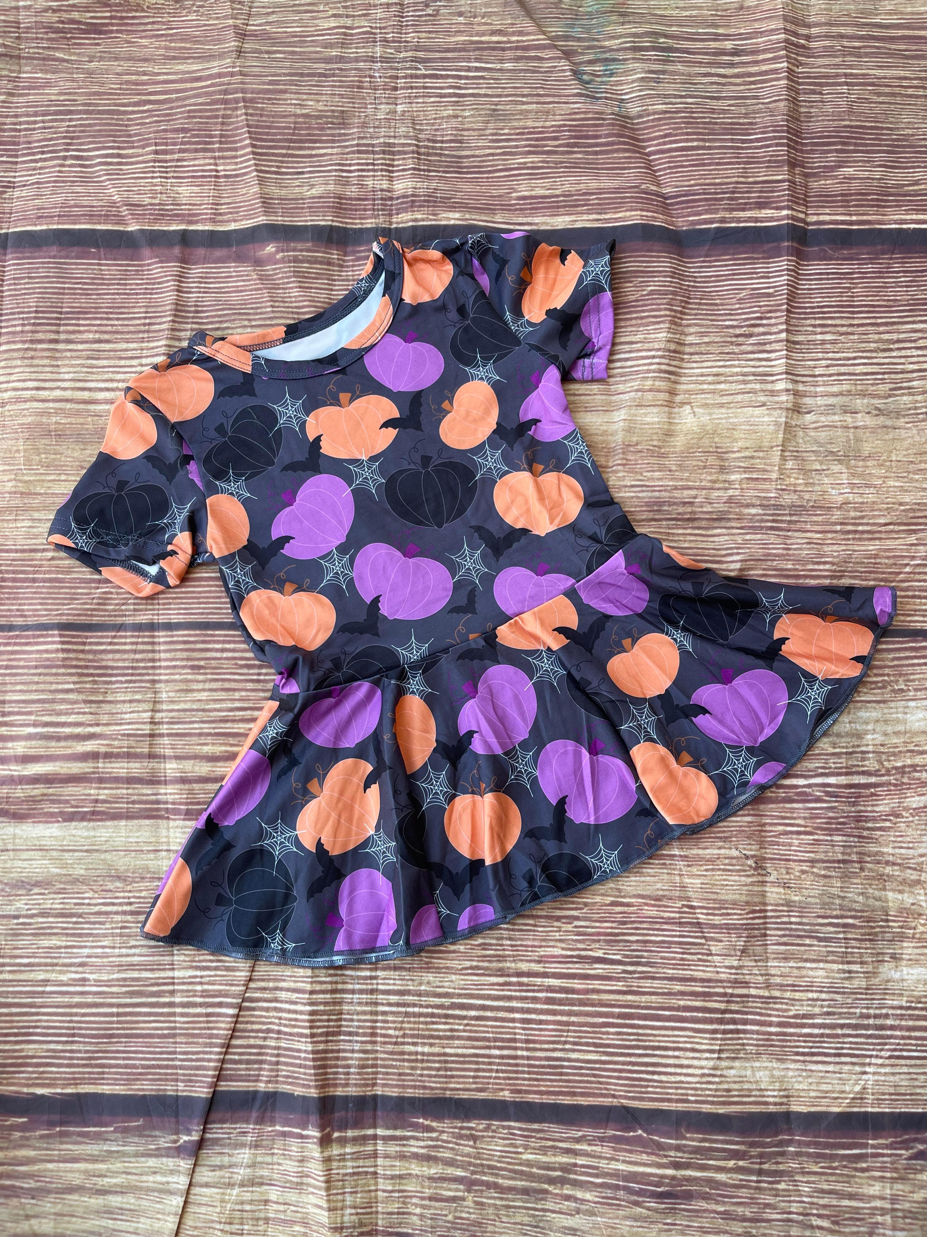 PURPLE PUMPKIN & BATS PEPLUM TOP