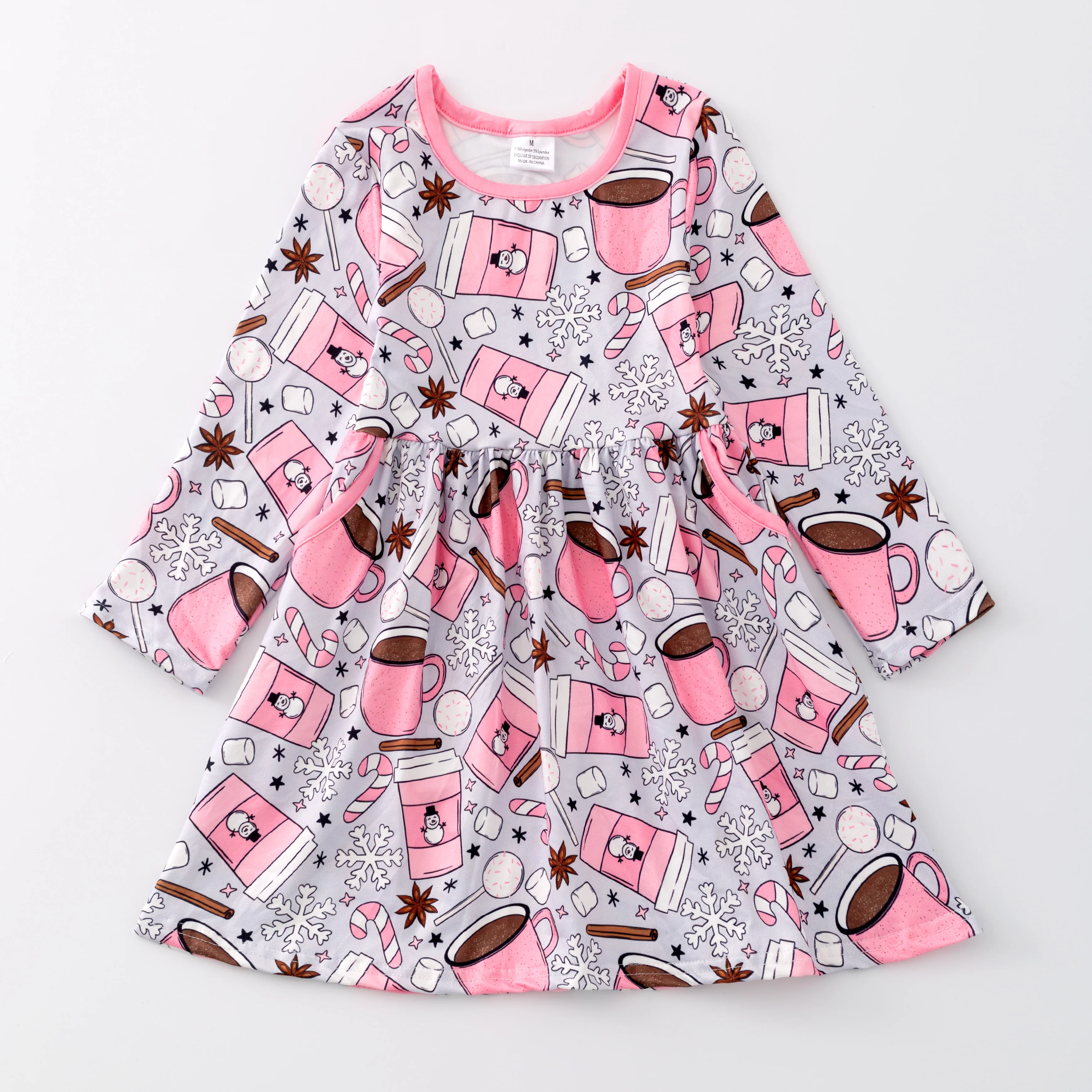 HOLIDAY COFFEE DRESS WITH POCKETS