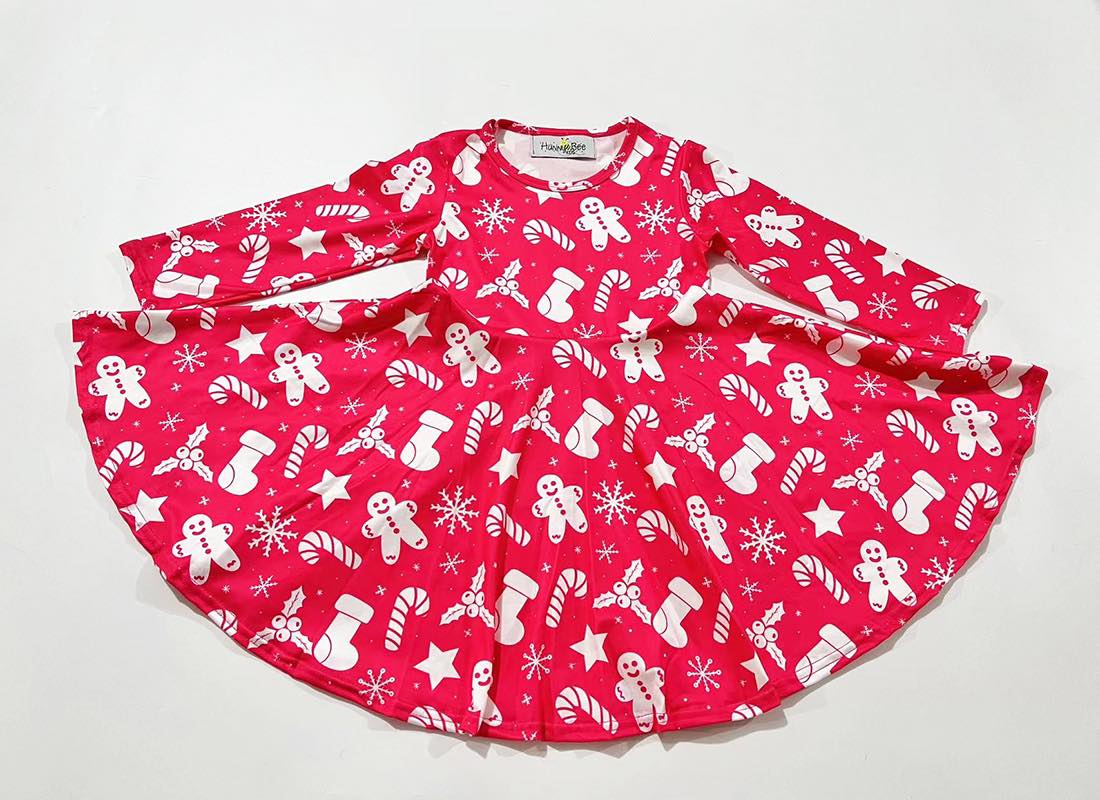 PINK GINGERBREAD TWIRLY DRESS
