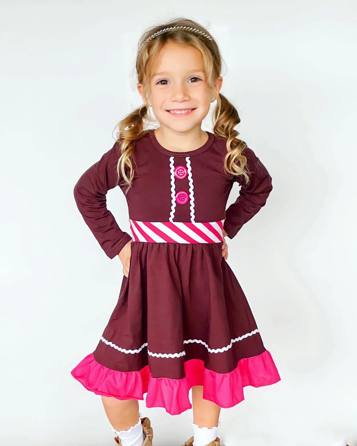 GINGERBREAD COOKIE GIRL TWIRLY DRESS