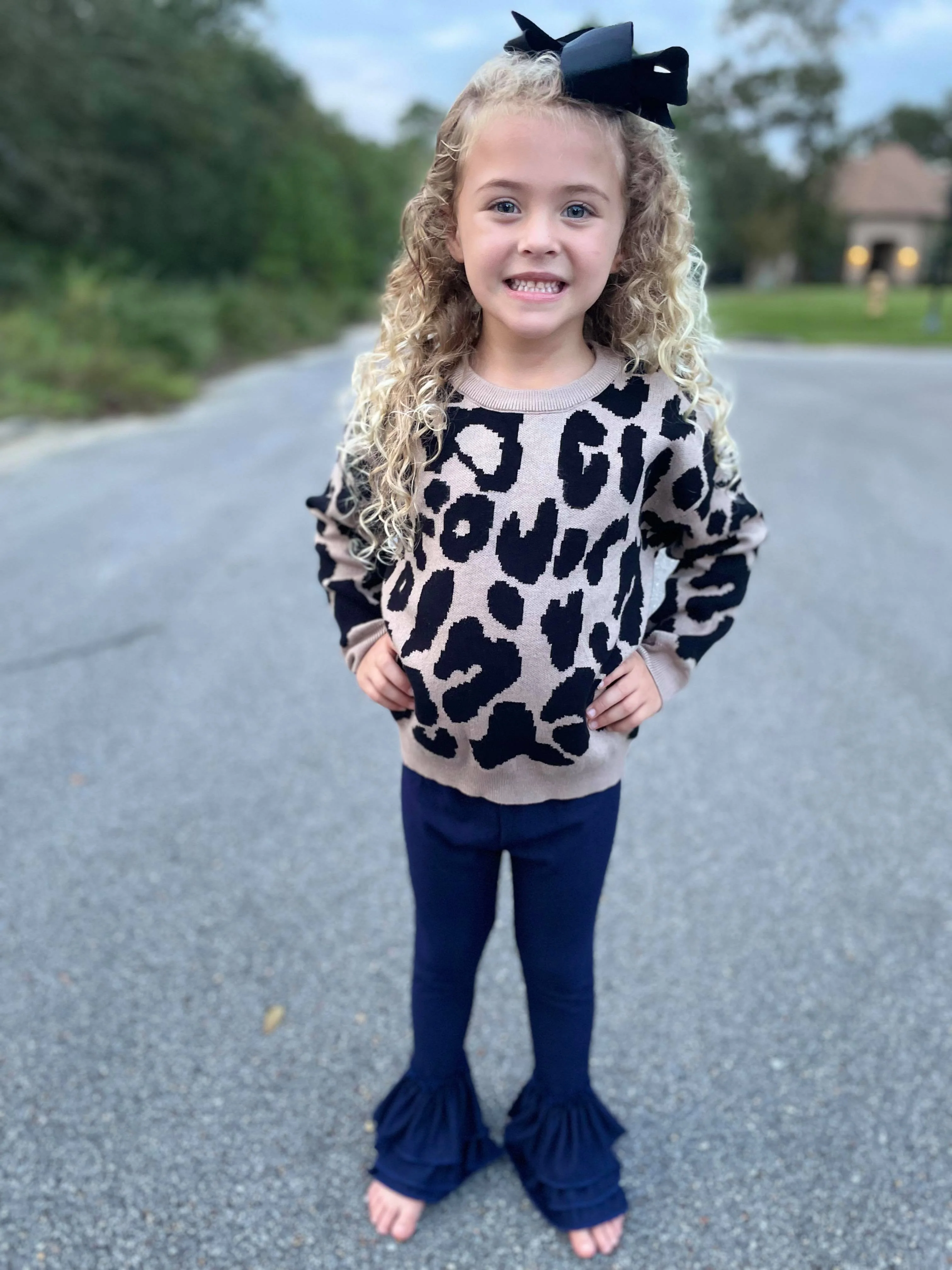 ANIMAL PRINT SWEATER - TAN