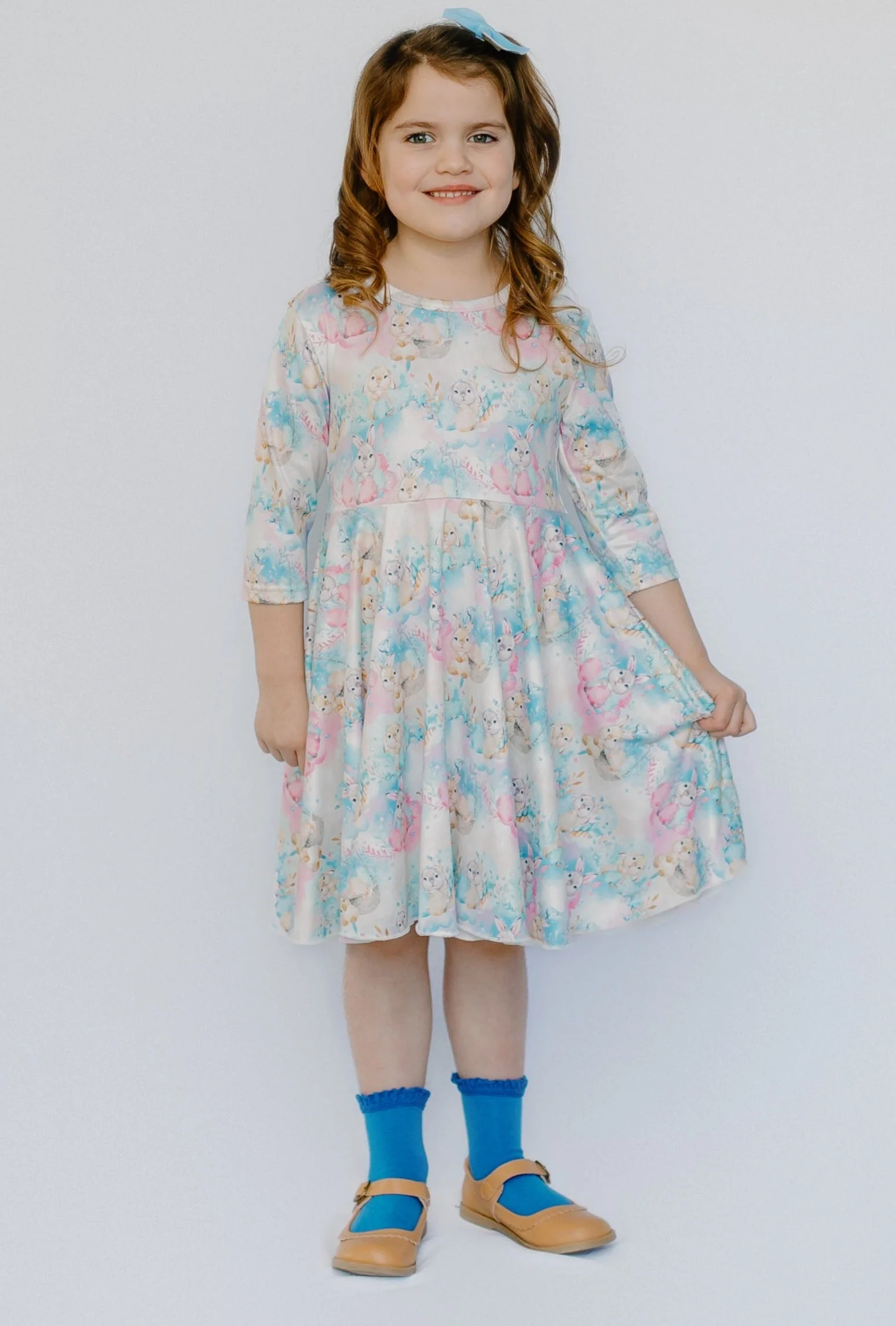 EASTER FLORAL BUNNIES DRESS