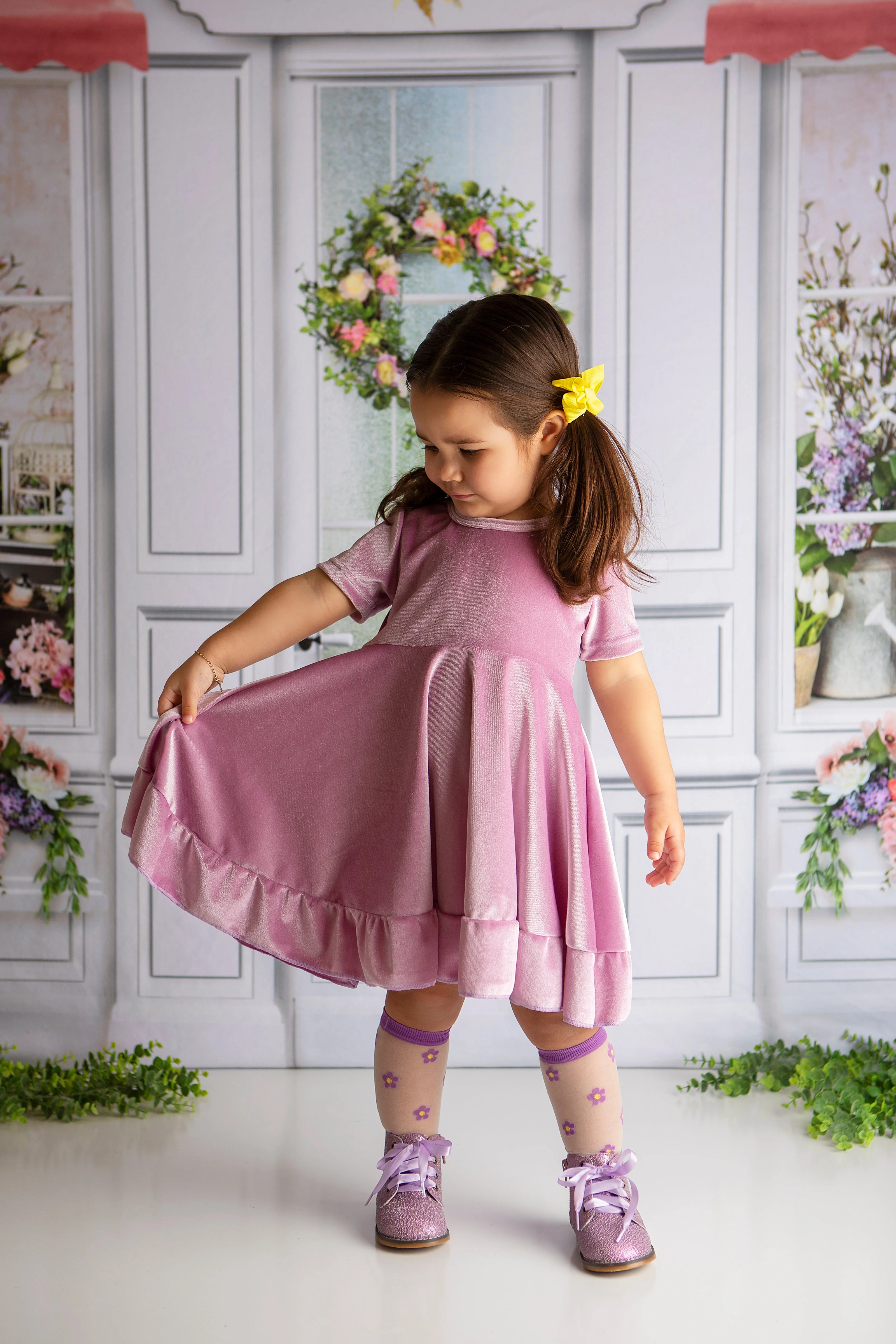 ELIZE LAVENDER WILDFLOWER TWIRL DRESS