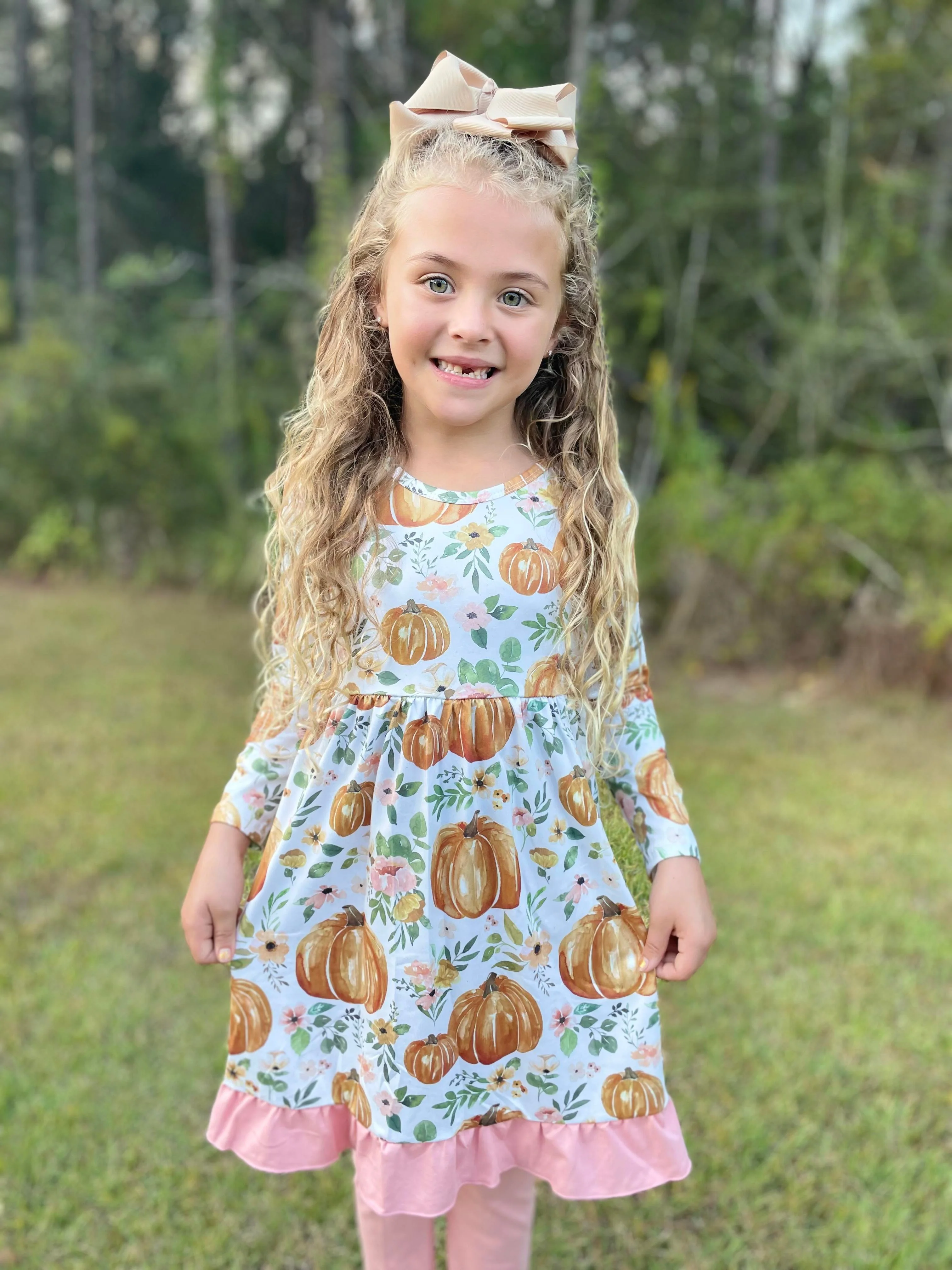 PUMPKIN & FLORAL LEGGINGS SET