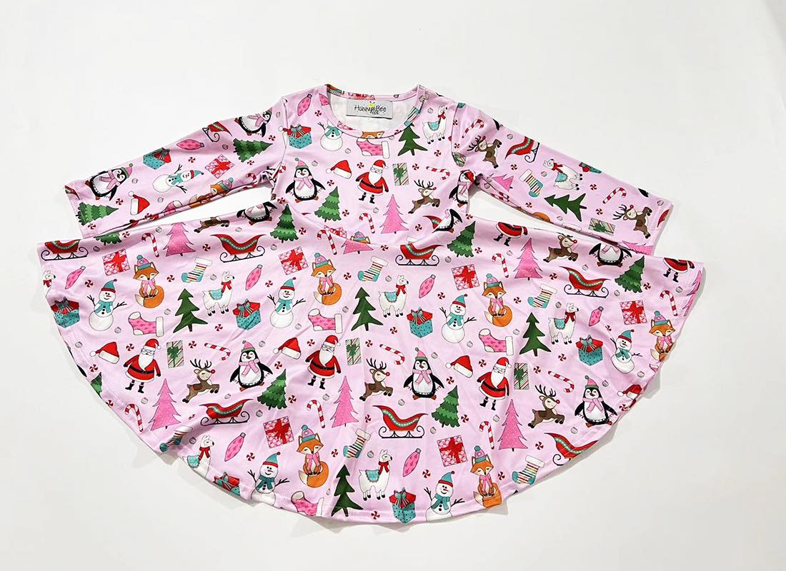 PINK CHRISTMAS TWIRLY DRESS