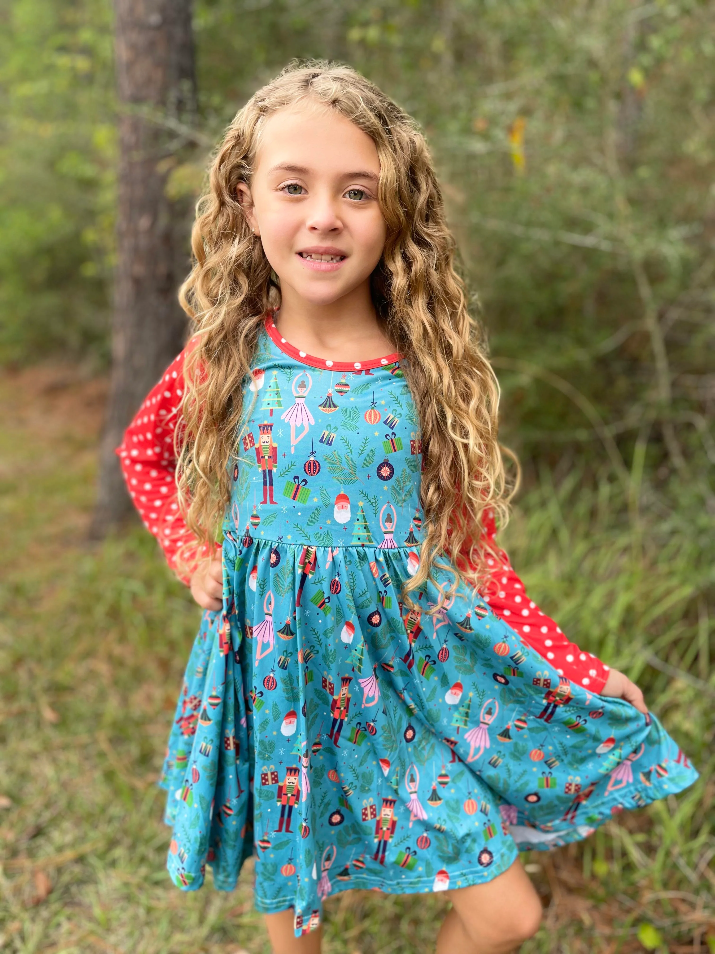 BALLERINA RED POLKA SLEEVES DRESS