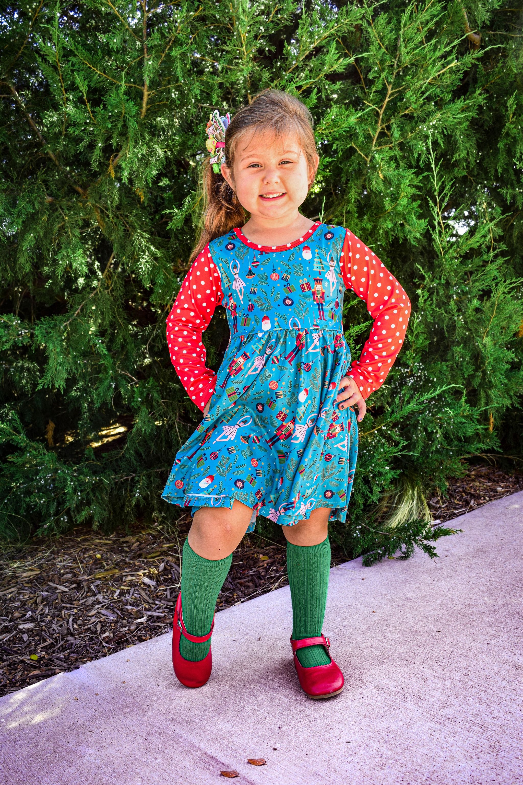 BALLERINA RED POLKA SLEEVES DRESS