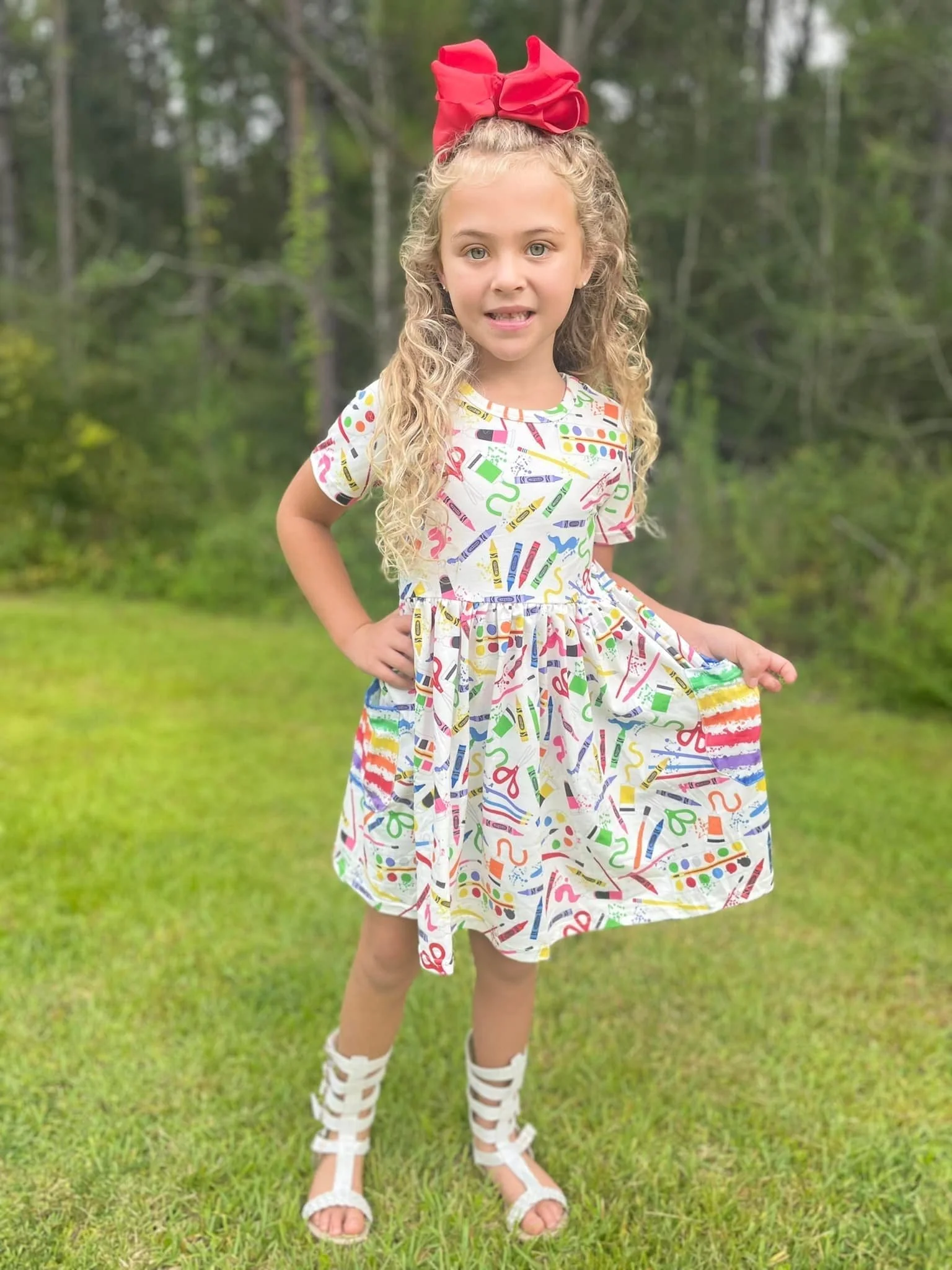 BACK TO SCHOOL ART SUPPLIES DRESS WITH POCKETS PRESALE