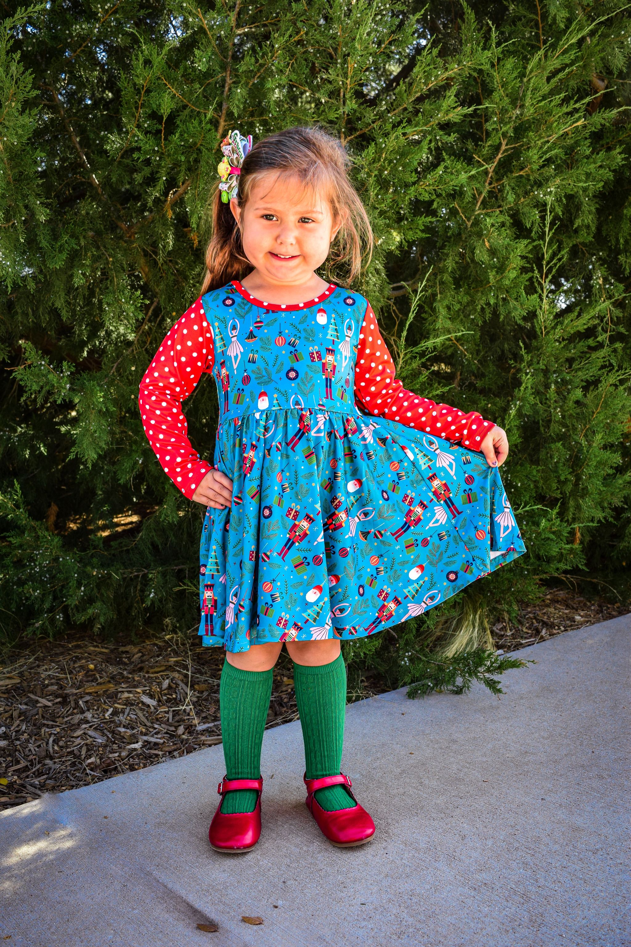 BALLERINA RED POLKA SLEEVES DRESS