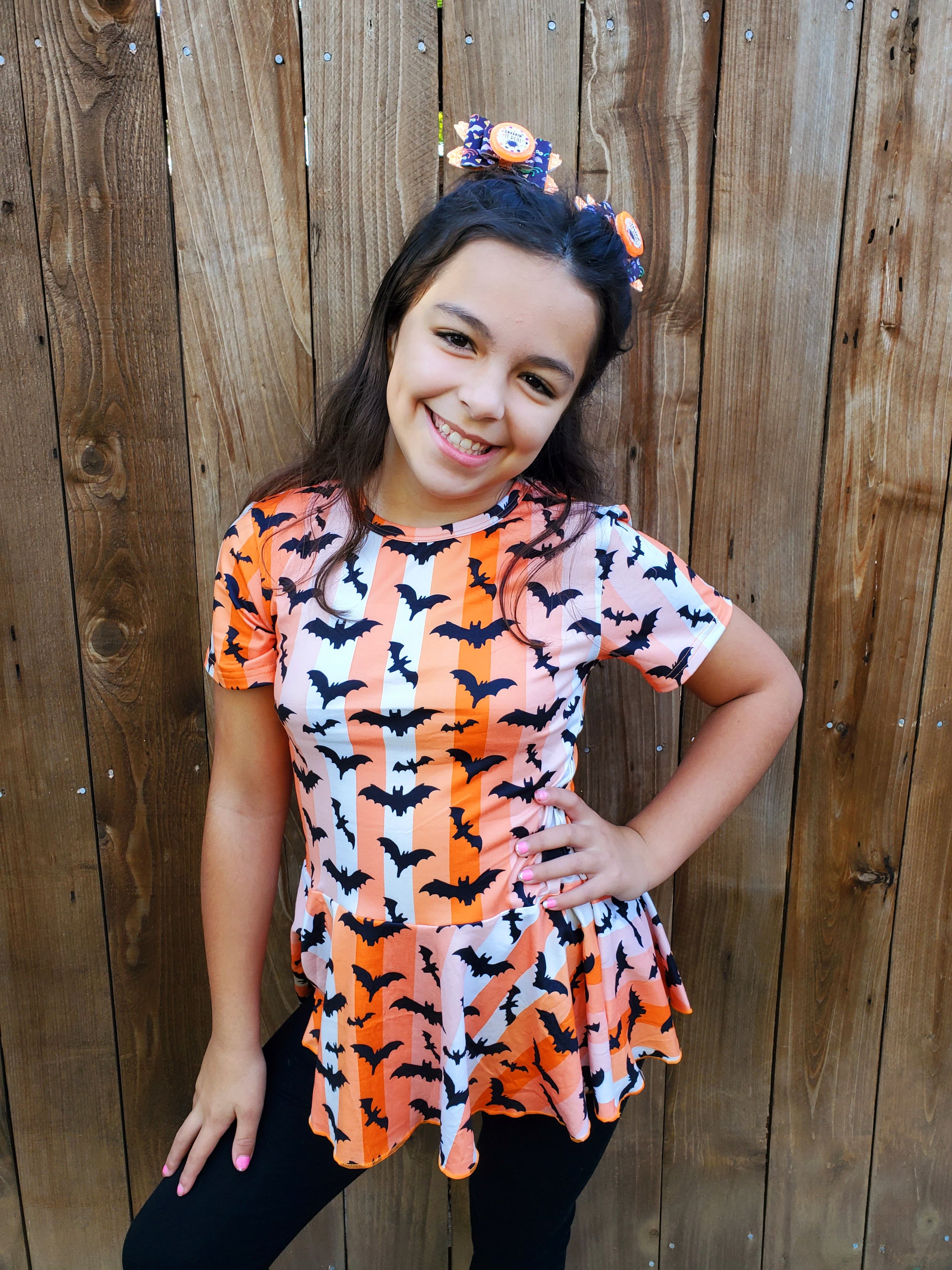 HALLOWEEN BATS PEPLUM TOP