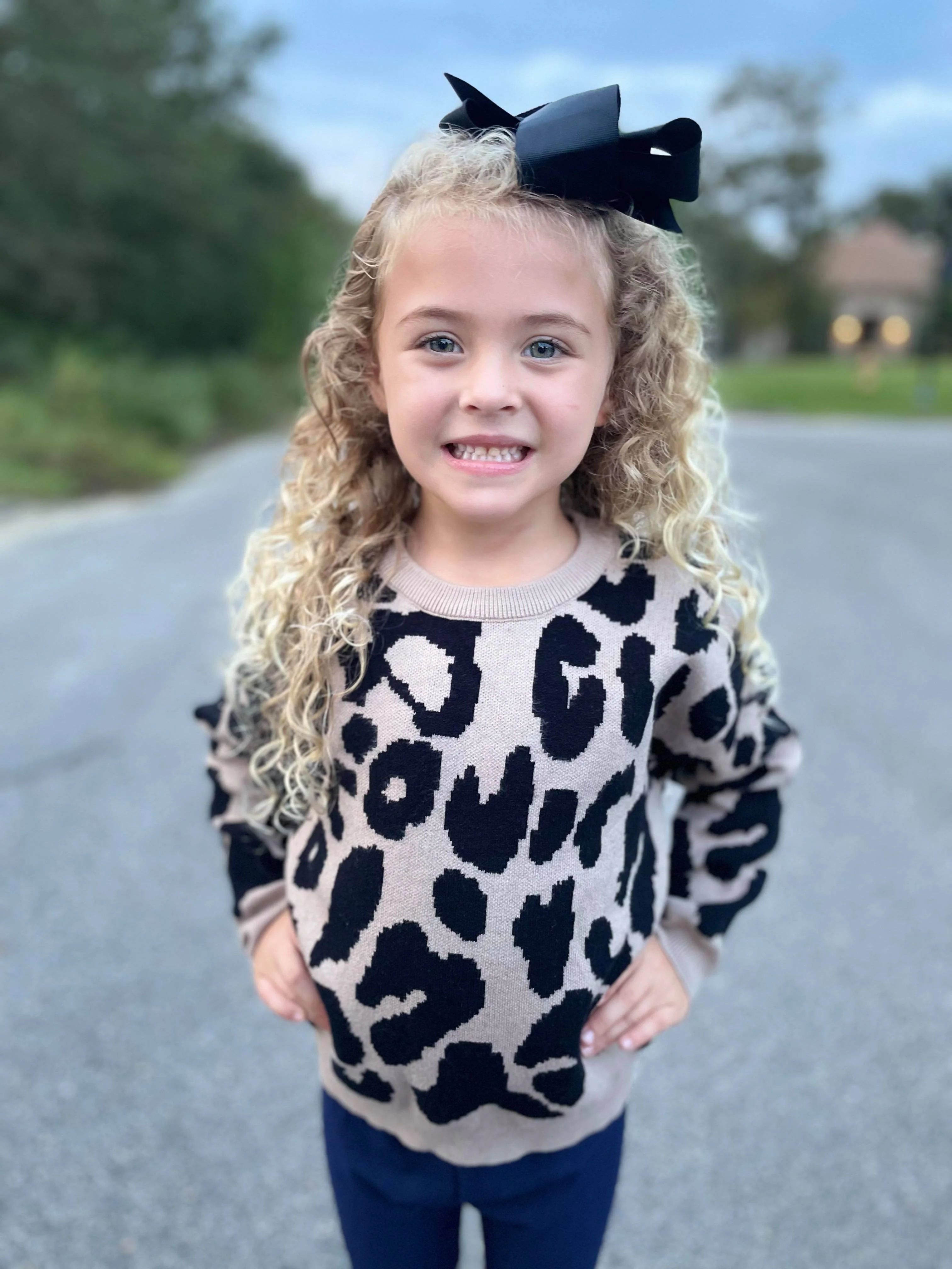 ANIMAL PRINT SWEATER - TAN