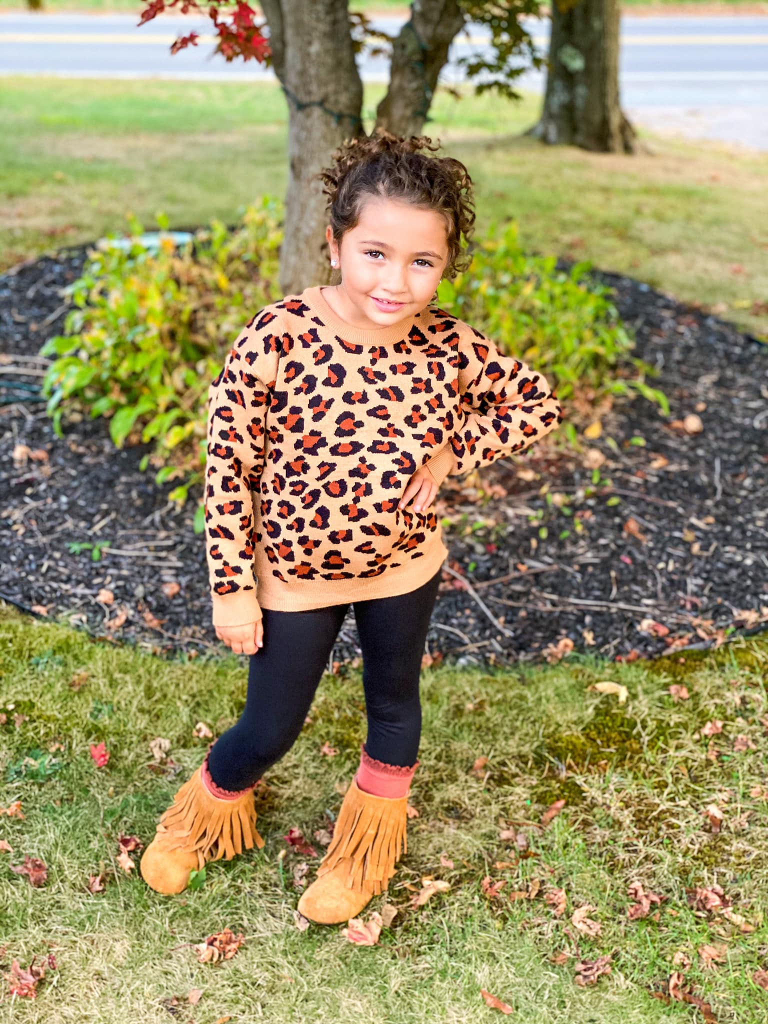 ANIMAL PRINT SWEATER - BROWN