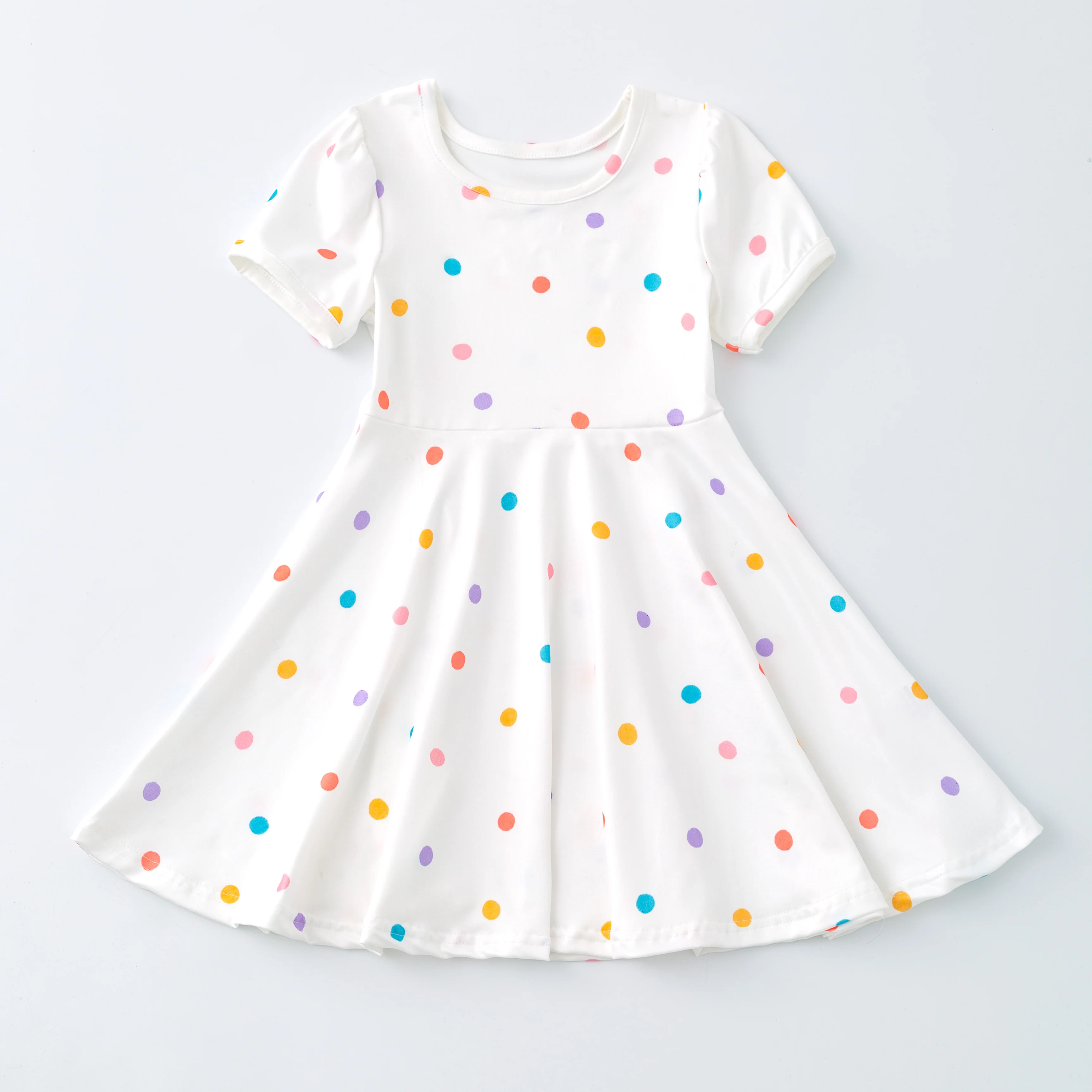 SPRING RAINBOW POLKA TWIRL DRESS