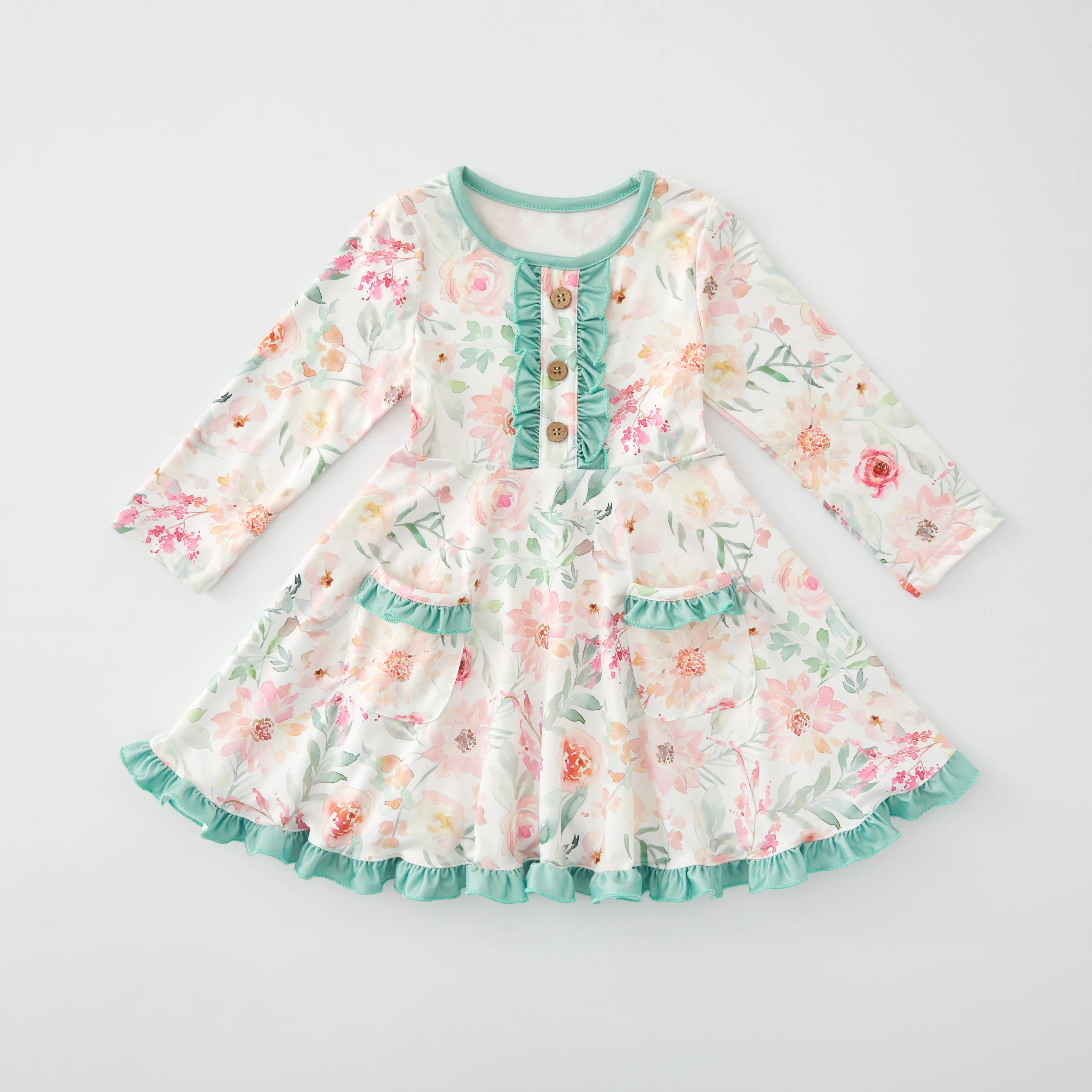 SPRING FLORAL DRESS WITH POCKETS